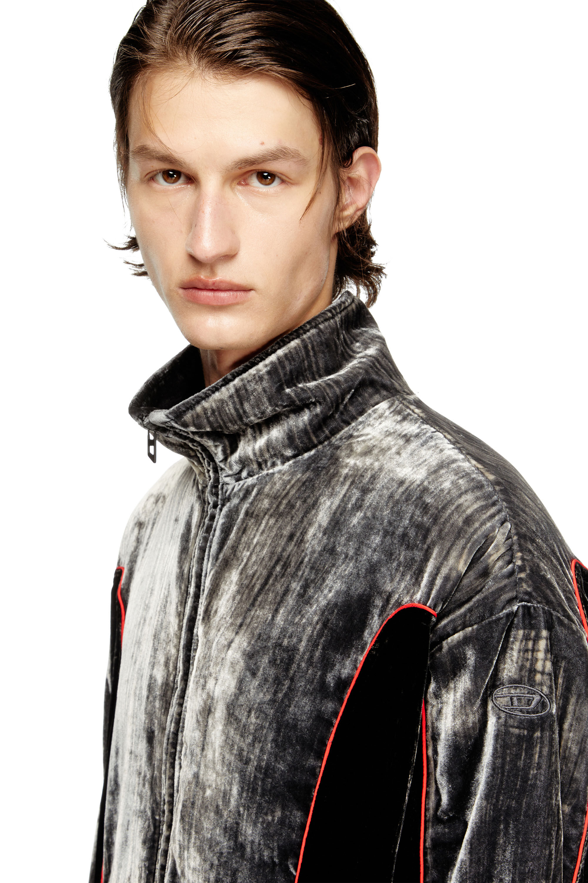 Diesel - J-HAY, Man's Track jacket in treated velvet in null - 4