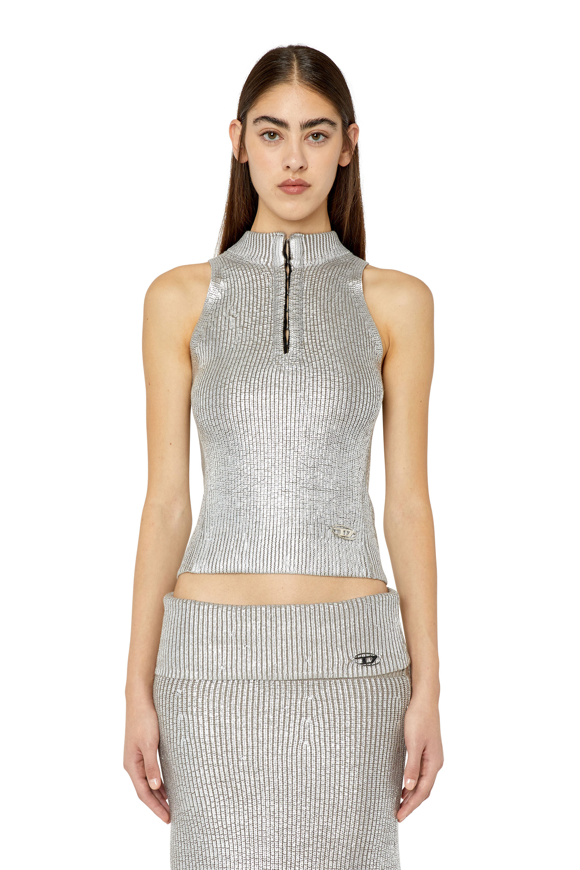 M-ADDALENA Woman: Tank top in metallic wool knit | Diesel M-ADDALENA Woman: Tank top in metallic wool knit | Diesel