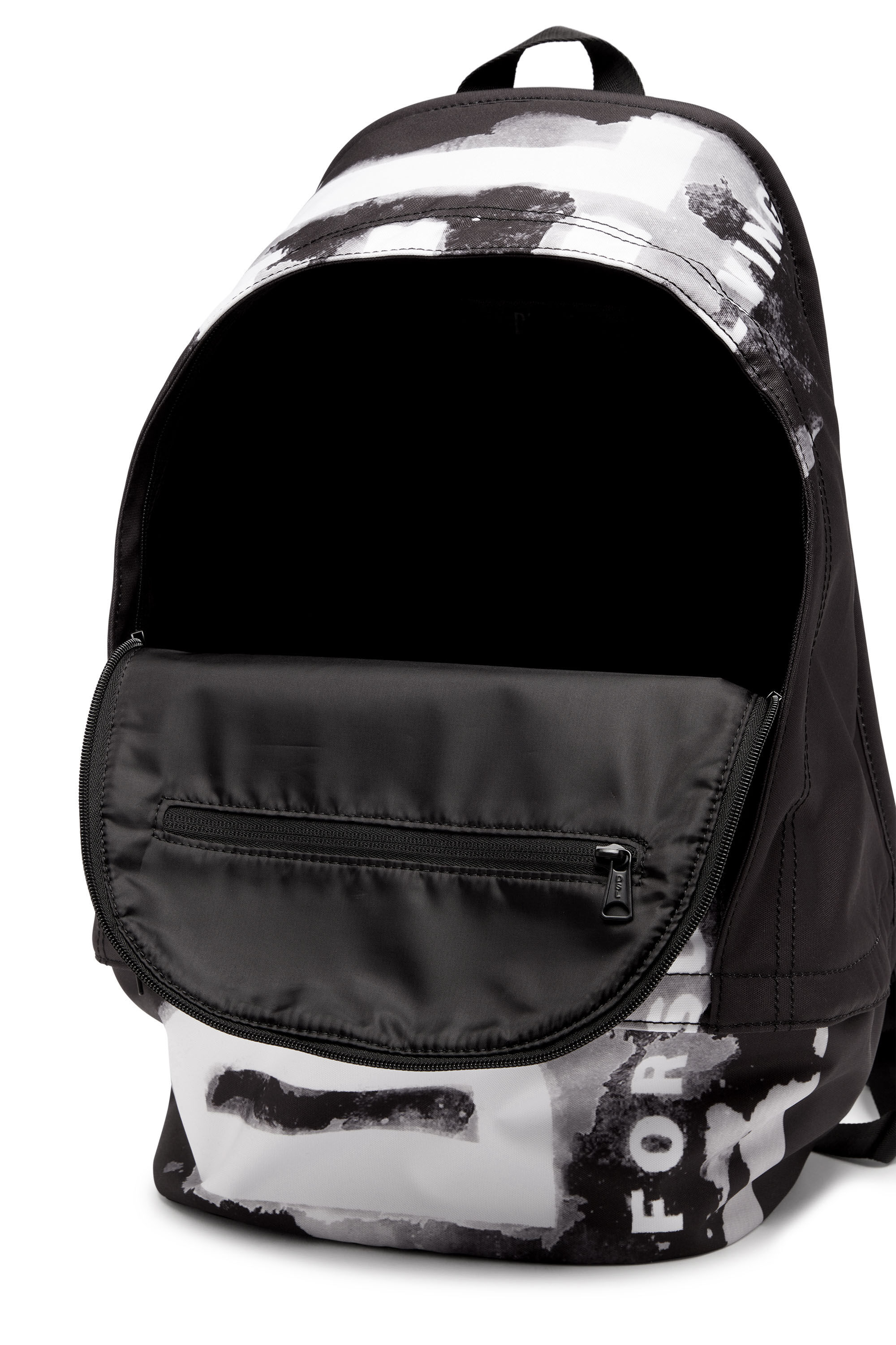 Diesel - RAVE BACKPACK X, Man's Rave Backpack X - Backpack in logo-printed fabric in Black - 2
