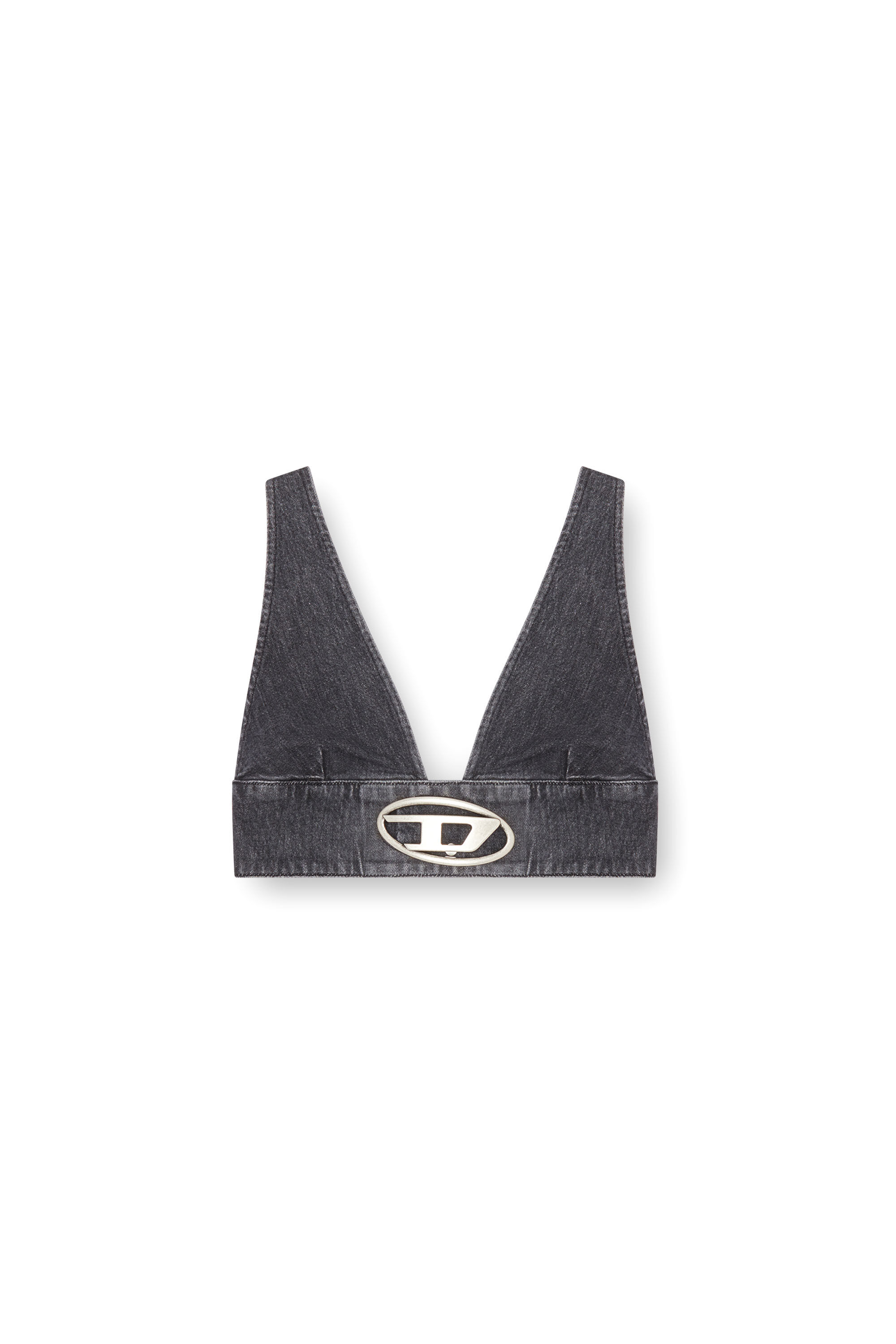 Diesel - DE-ELLY-S, Sujetador top en denim con placa Oval D Mujer in Negro - 2