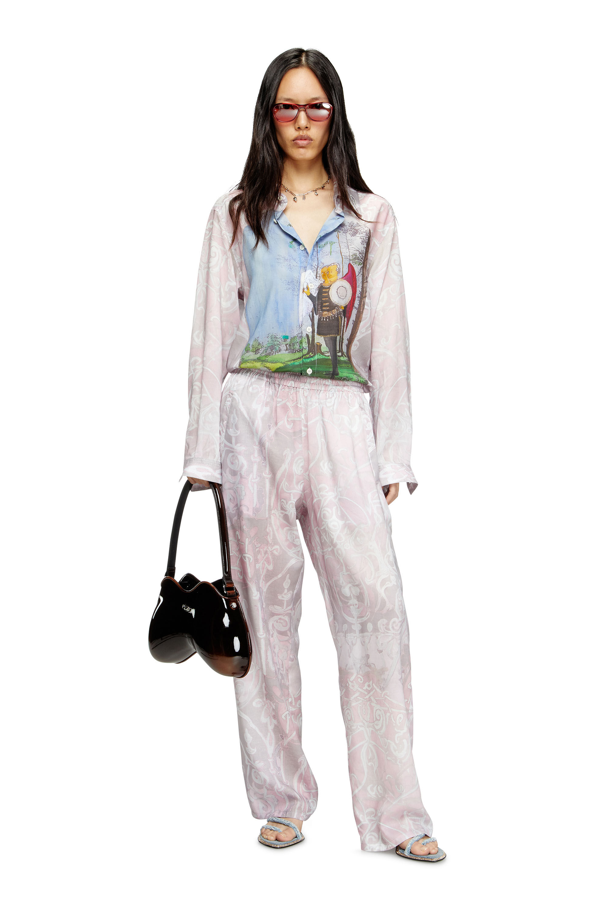 Women's Track pants with medieval print | Pink | Diesel