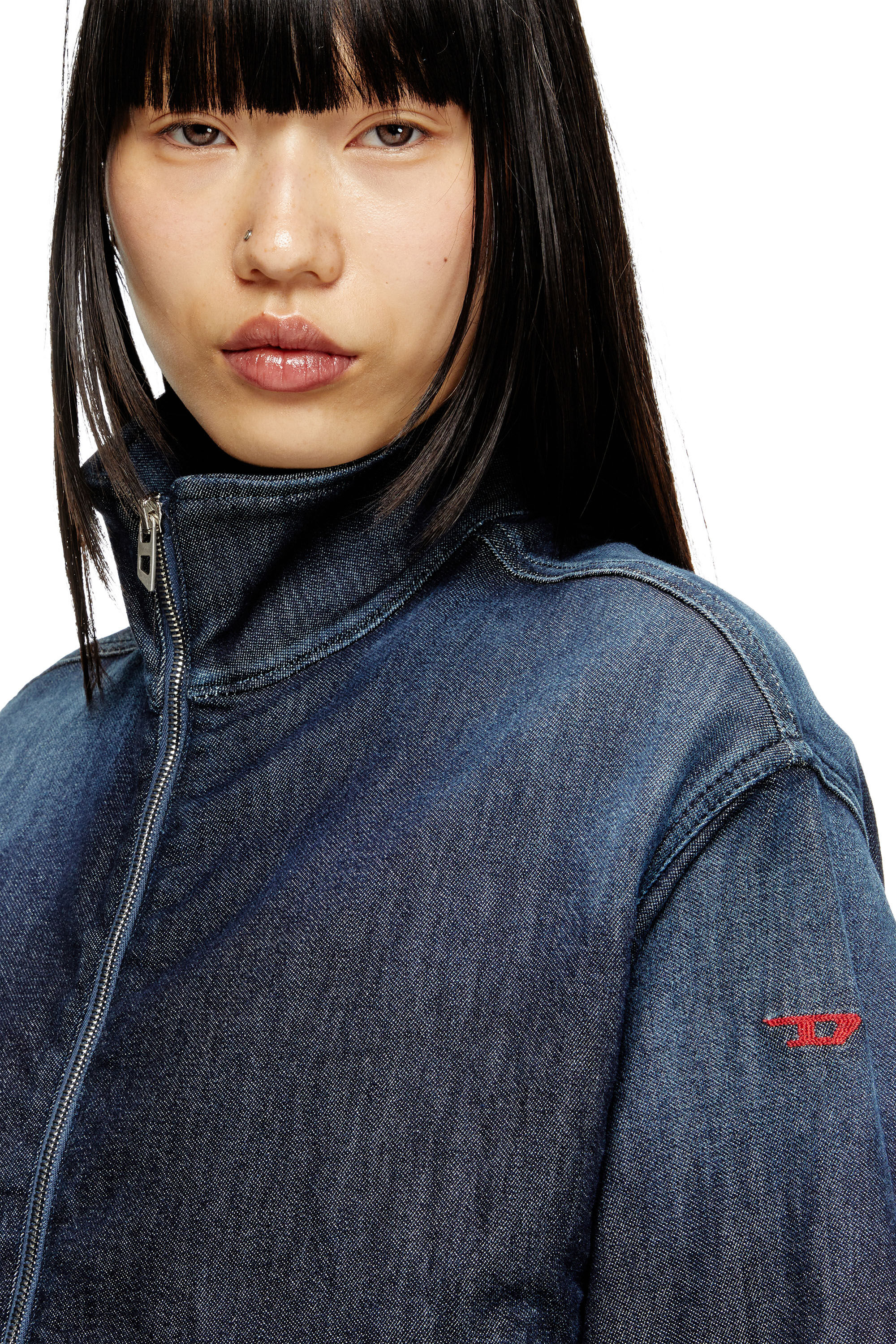 Diesel - DE-SANDERZ JOGG, Chaqueta de JoggJeans con cuello alto Mujer in Azul marino - 4