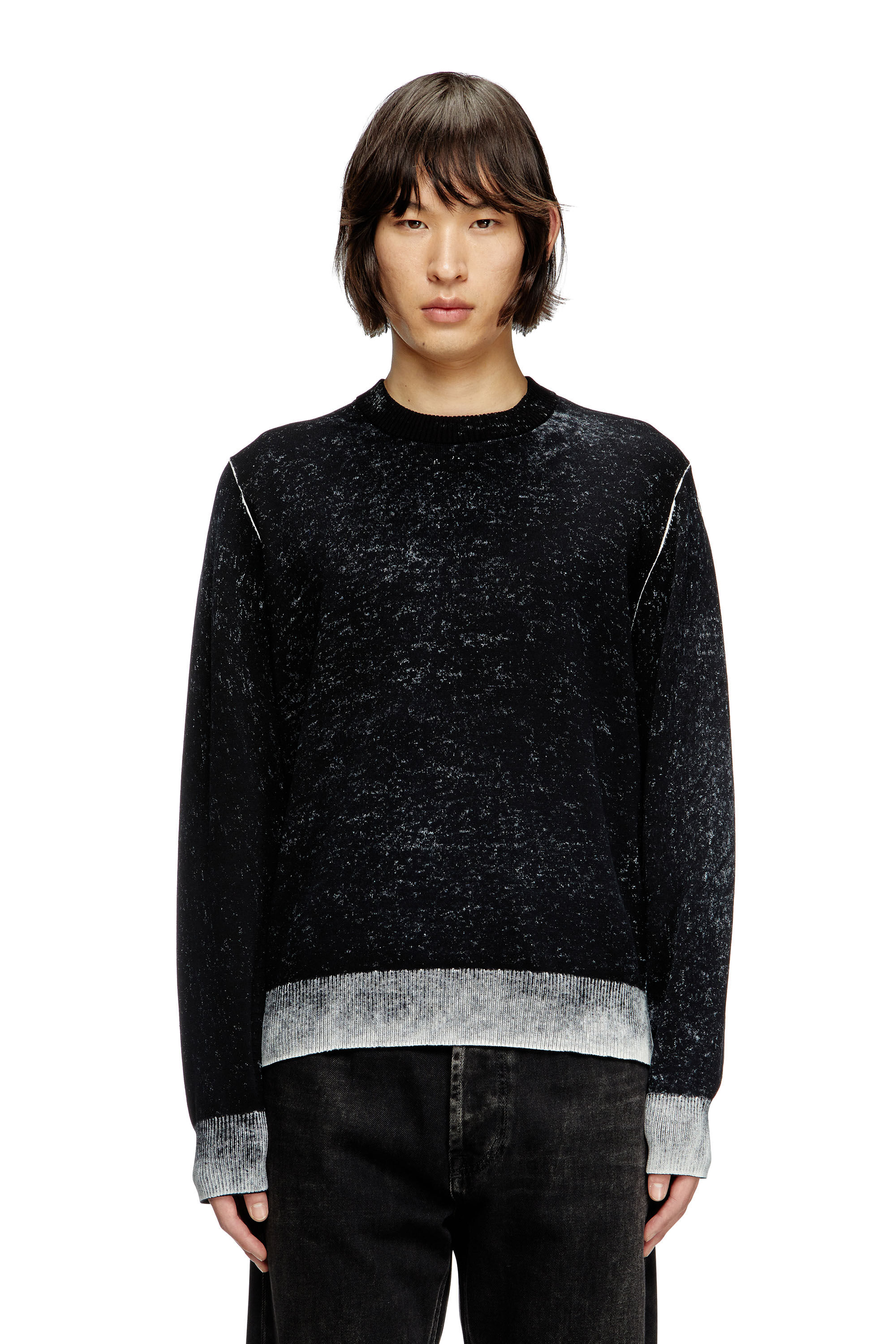Diesel - K-LARENCE-B, Jersey de algodón con estampado invertido Hombre in Negro - 3