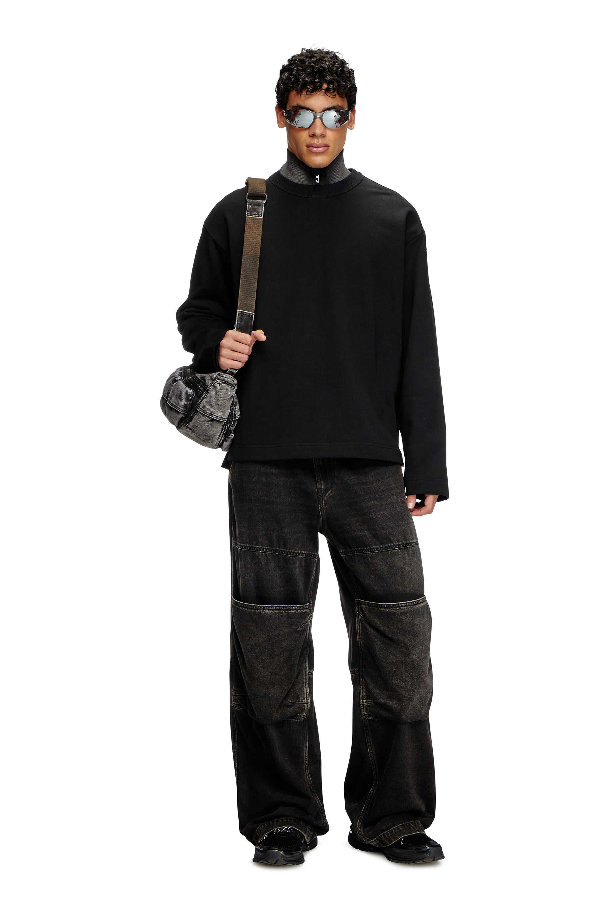 Diesel - S-MACSIS-OD, Man's Sweatshirt with metallic logo in Black - 1