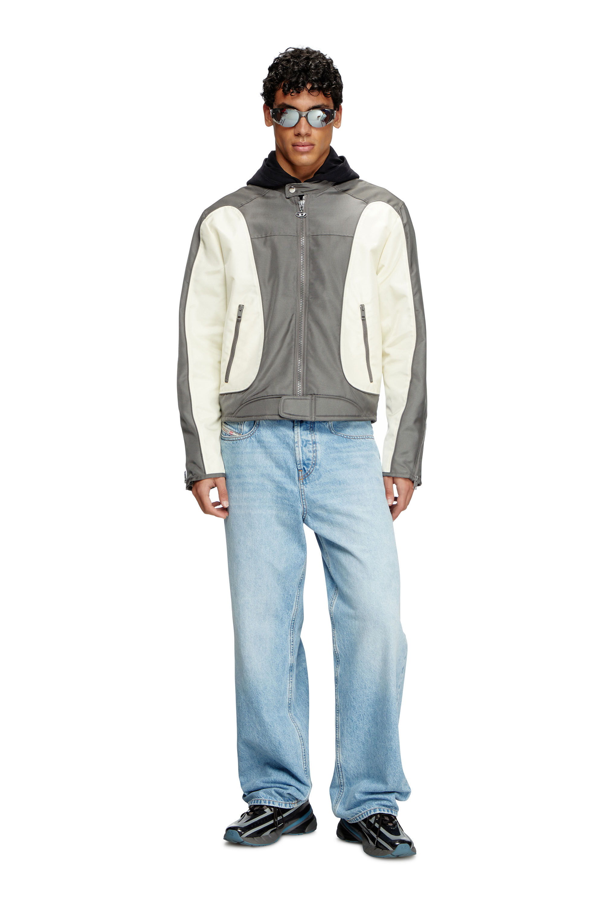 Diesel - J-BLINK-A, Chaqueta biker con bloques de color y ribetes Hombre in Multicolor - 1