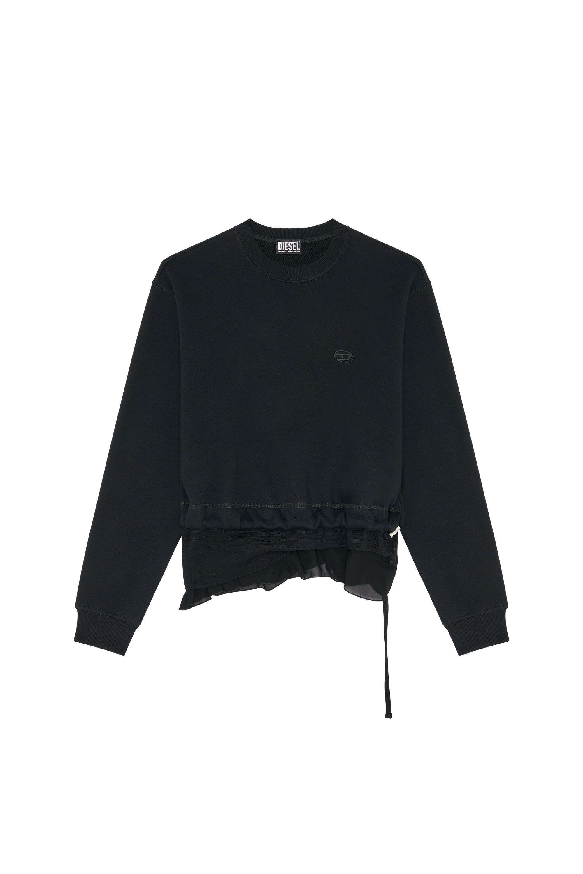 Diesel - F-ROLLIES, Sudadera con dobladillo con cordón en capas Mujer in Negro - 2