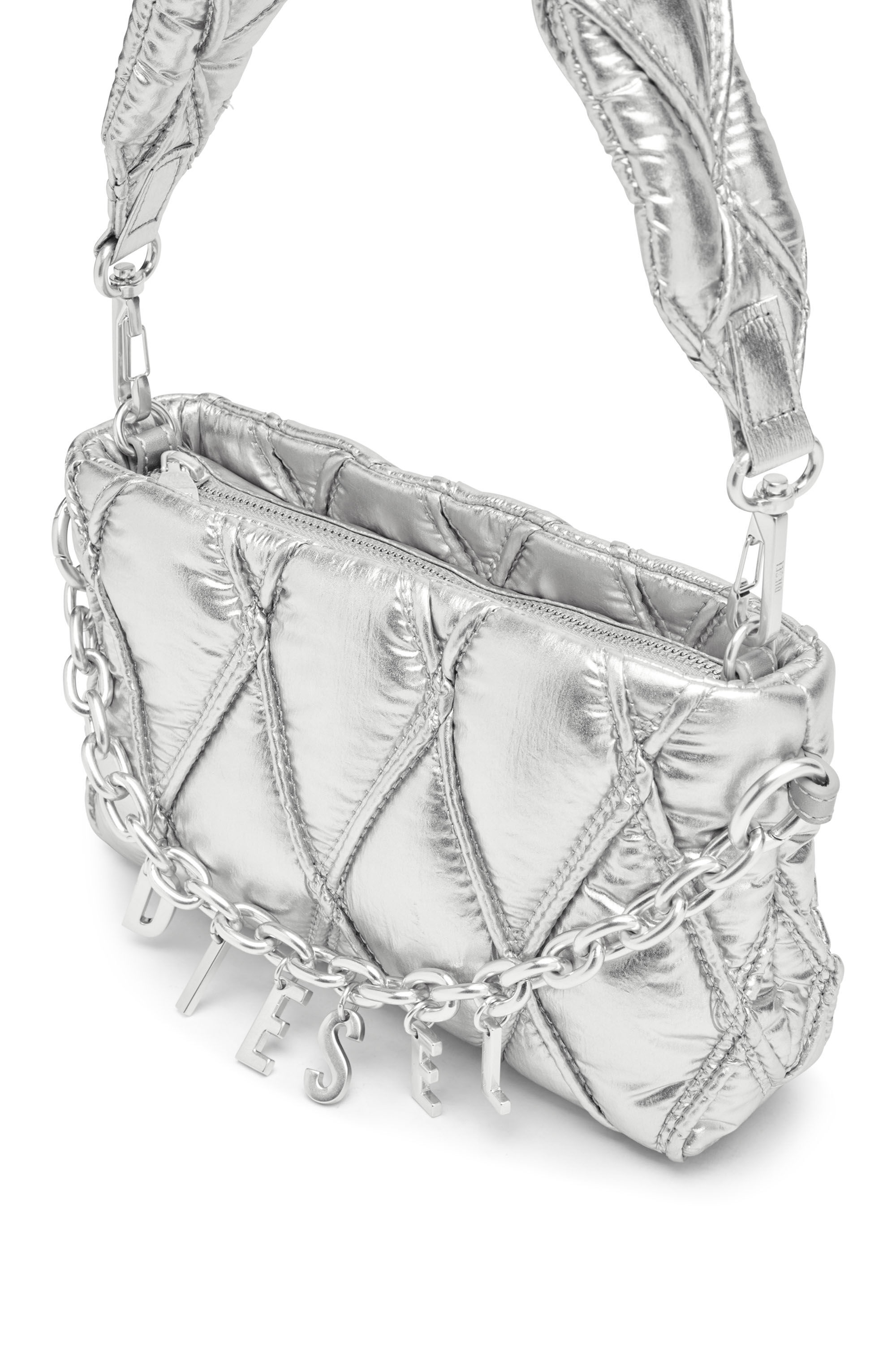 Diesel - CHARM-D POUCH, Monedero de nailon acolchado metálico Mujer in ToBeDefined - 5