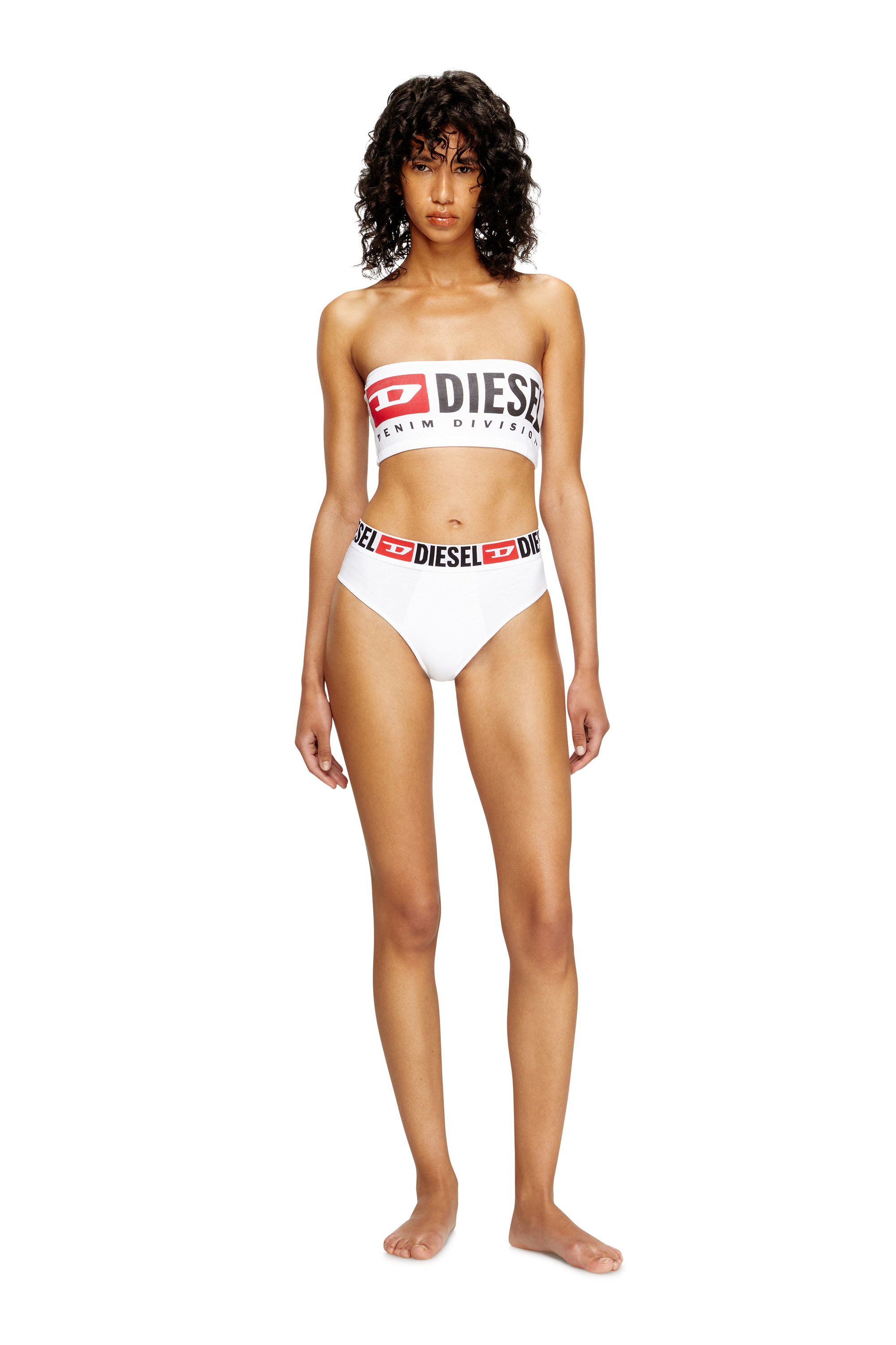 DIESEL>>Ufsb-Melanie ストラップレス クロップド ブラ Women's Strapless bra with maxi logo | White | Diesel
