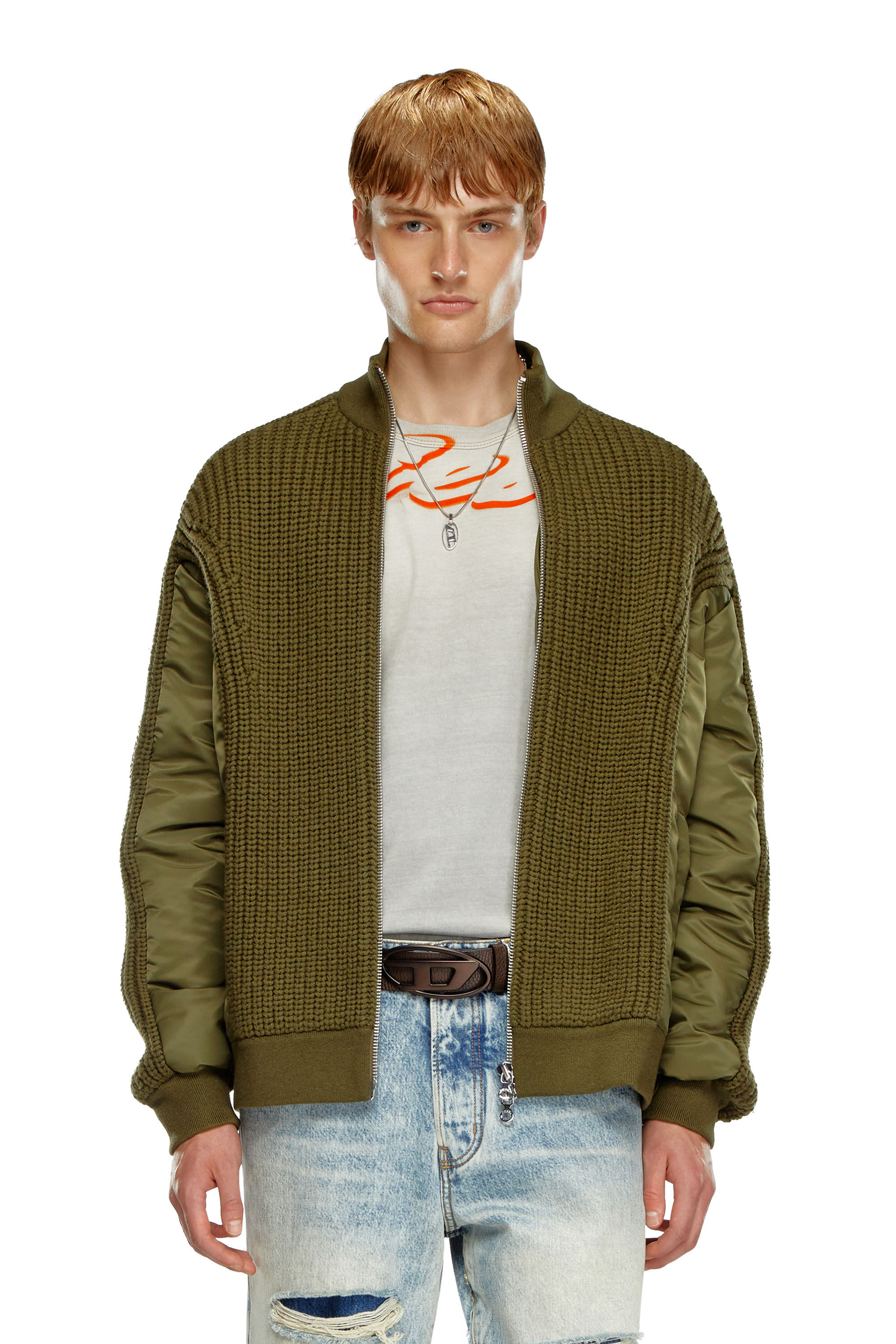 ブラームス Silk Wool Tropical Cardigan Jacket blurhms Cardigan jacket in dark sage wool, rayon and silk
