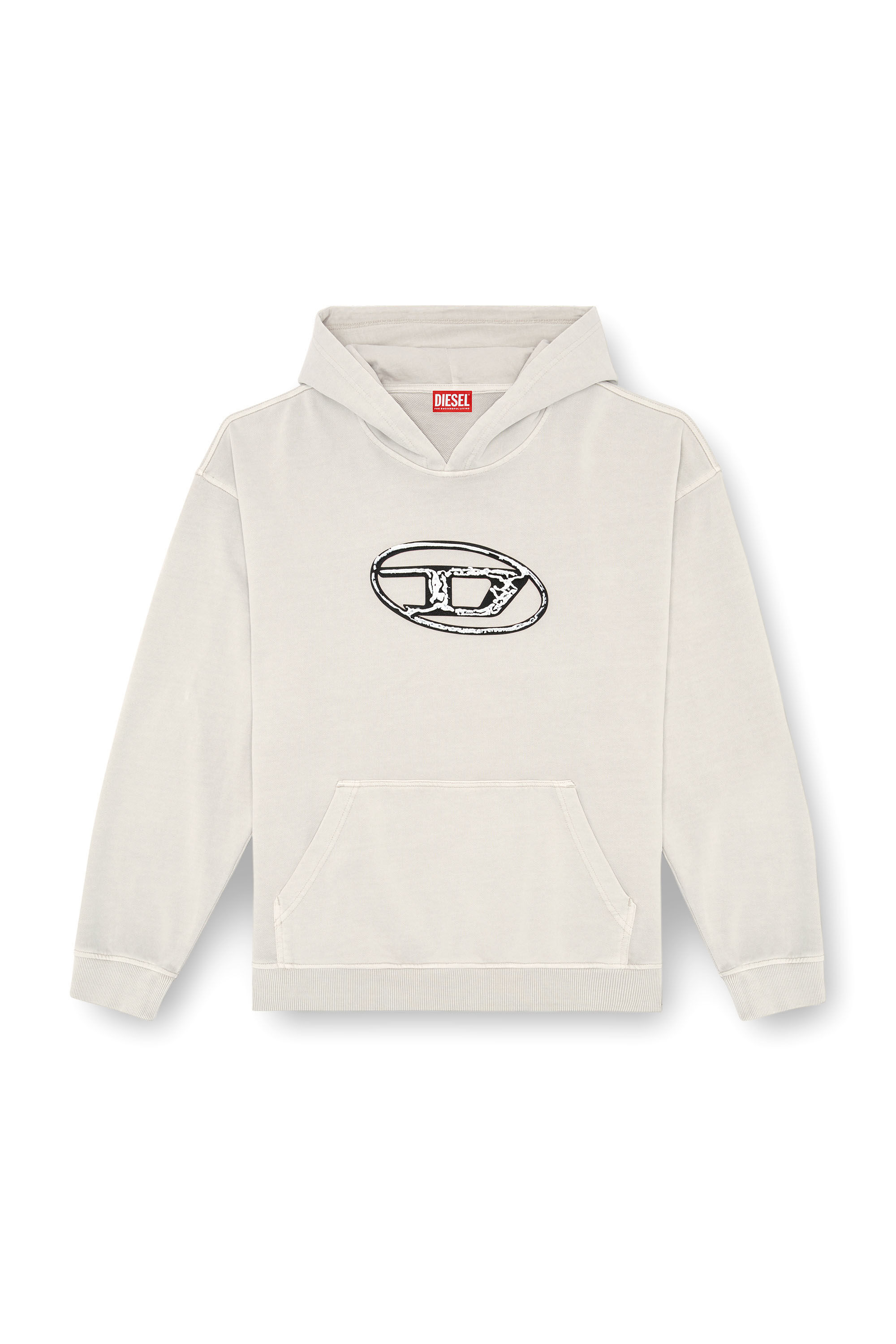 DIESEL ロゴ S-Boxt-Hood-Q7 コットン 長袖 パーカー 2色 Men's Hoodie with multi-layered logo print | Black | Diesel