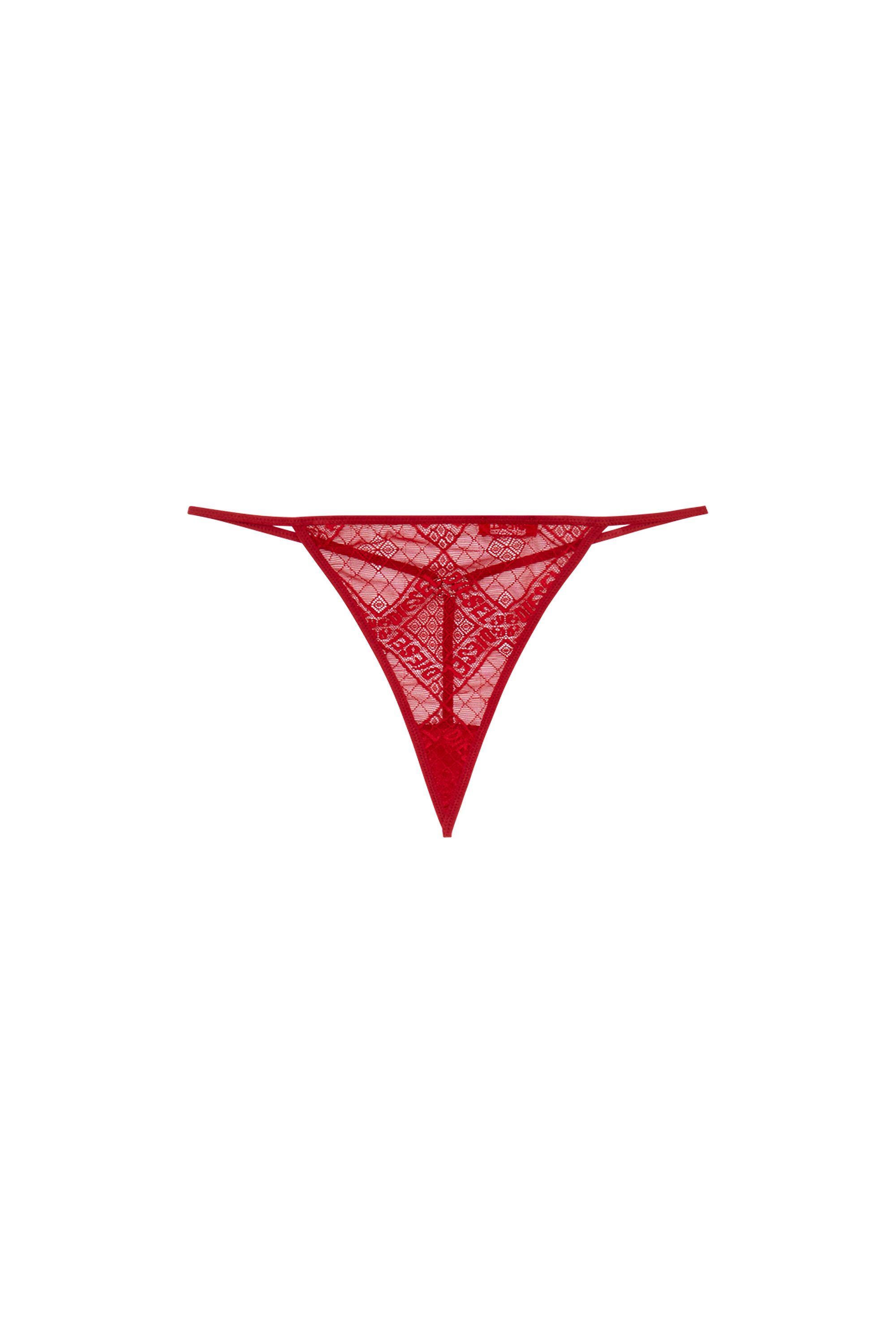 Diesel - UFST-D-STRING, Tanga de encaje elástico con logotipo Mujer in Rojo - 4