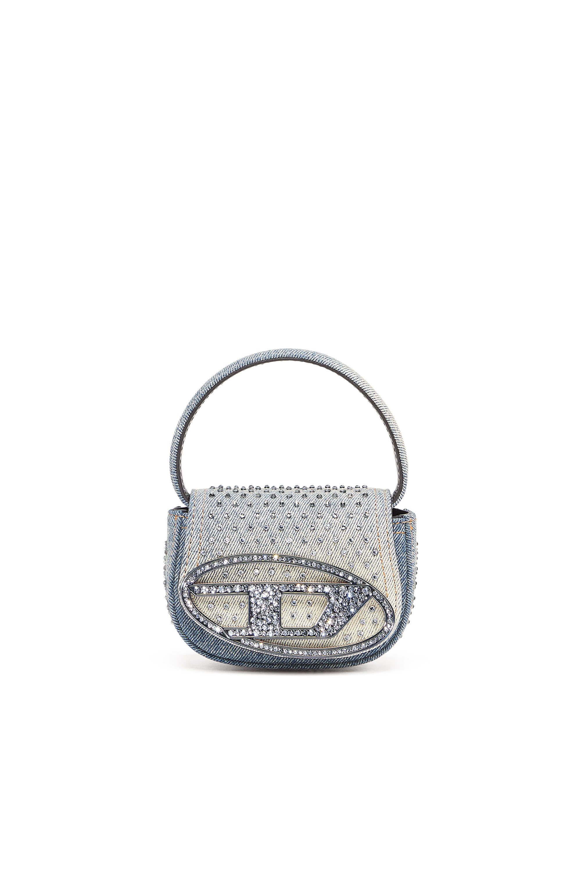 Diesel - 1DR XS, Woman 1DR XS - Iconic mini bag in denim and crystals in Blue - Image 1