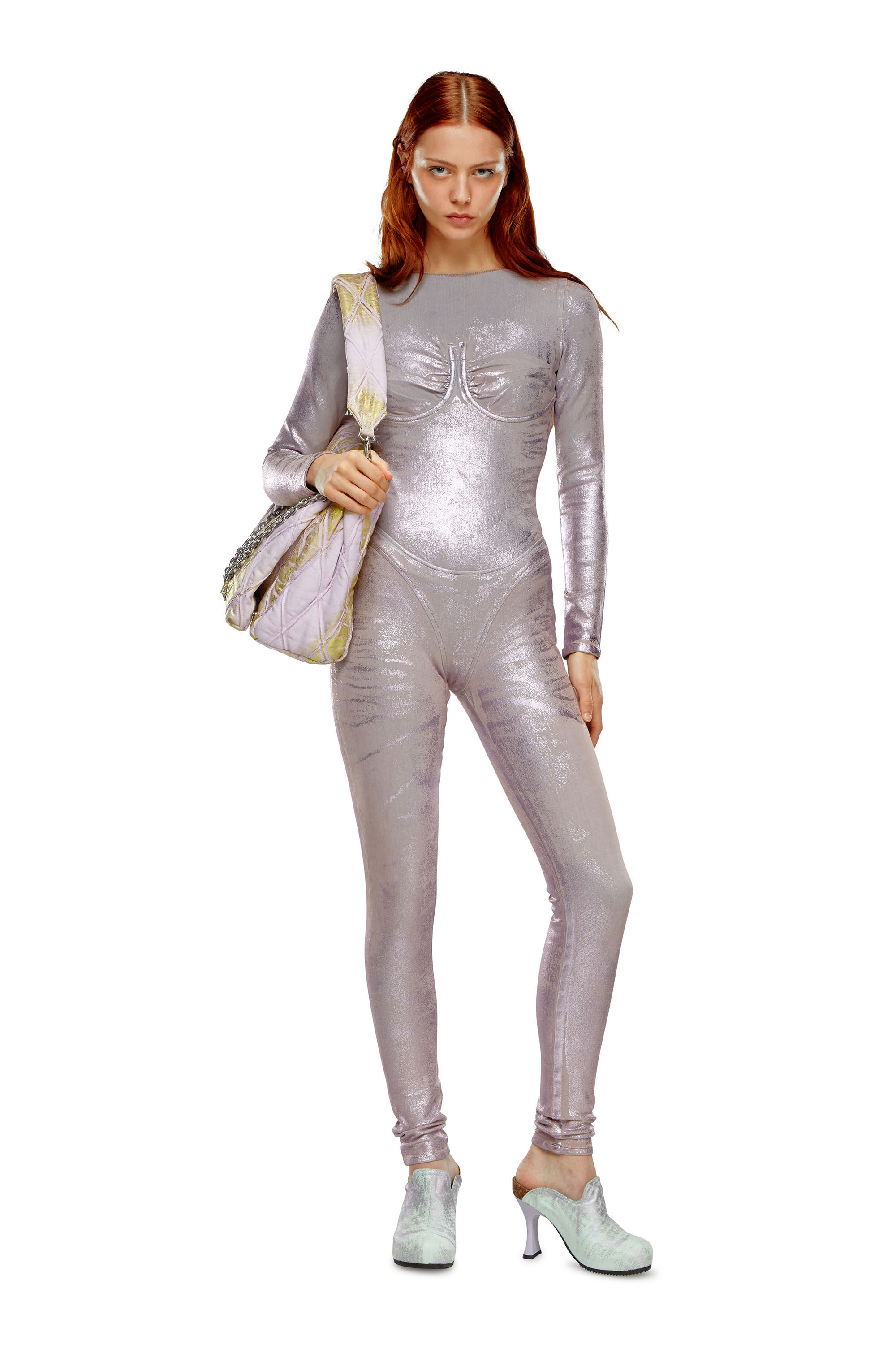 Women's Bodysuit in shimmering Denim | Pink | Diesel Denim Set