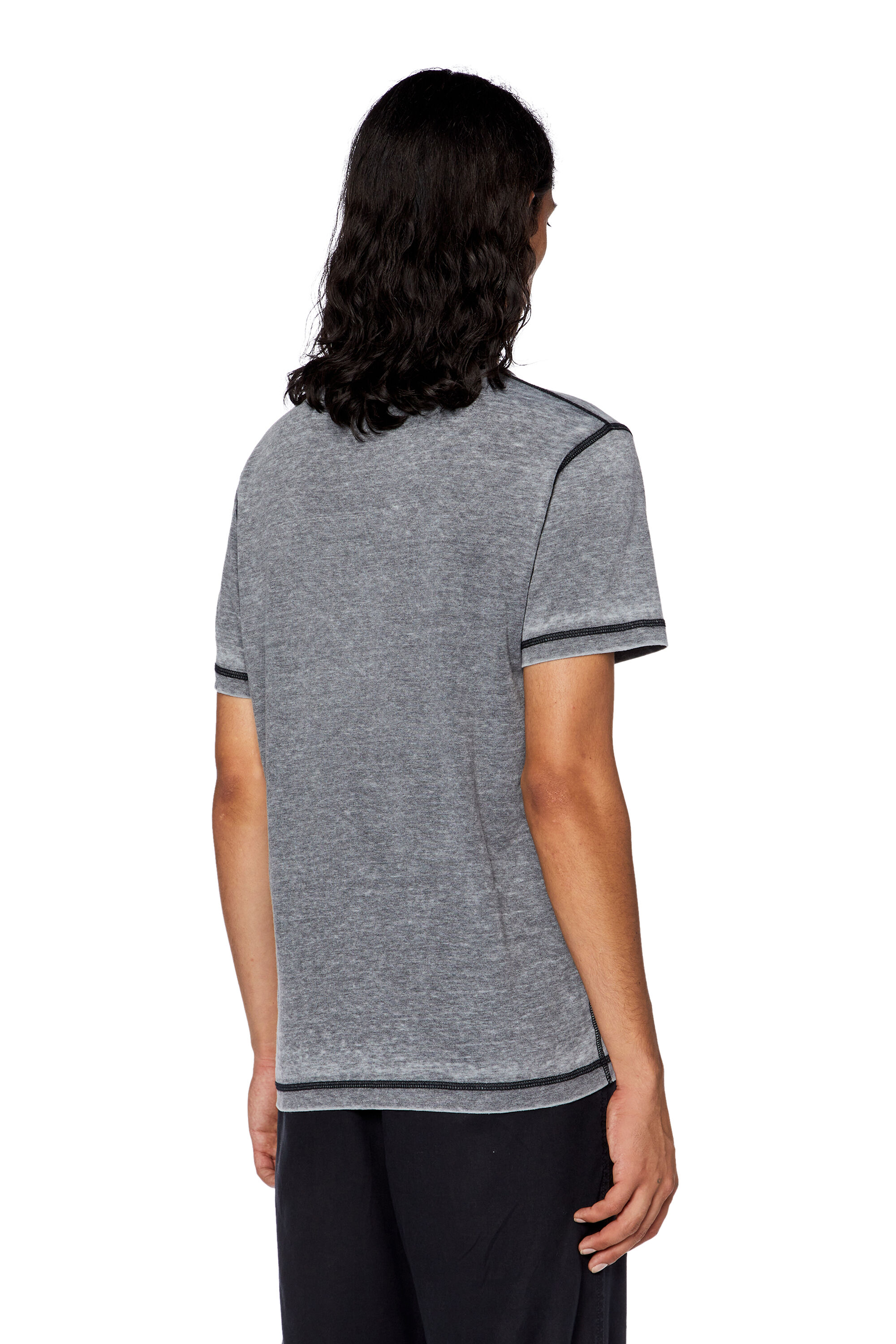 Diesel - T-DIEGOR-L1, Man's T-shirt with burn-out logo in Dark grey - 4