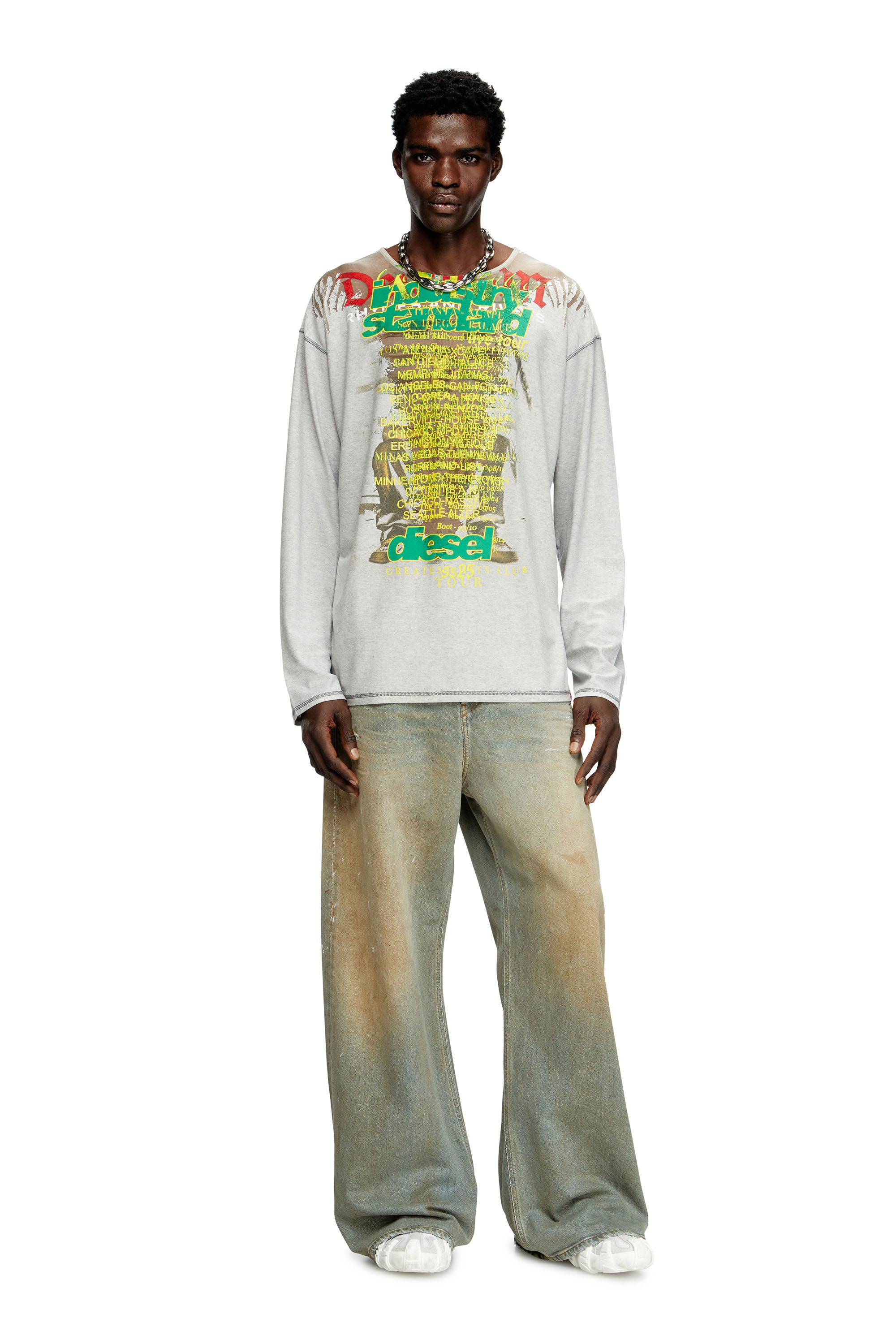 Women's Long-sleeve T-shirt with lyrics print | Grey | Diesel