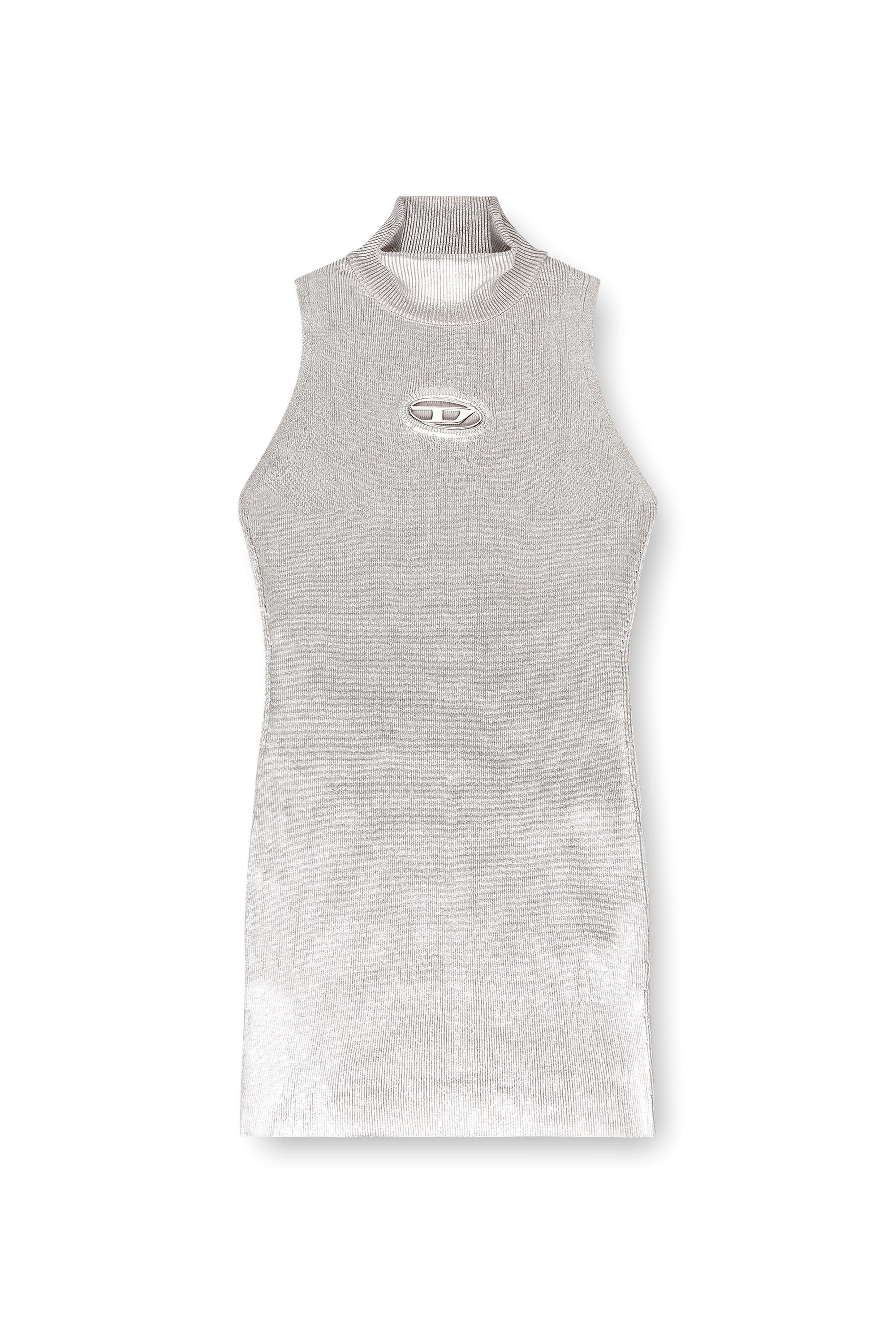 Women's Short dress in metallic cotton | Silver | Diesel