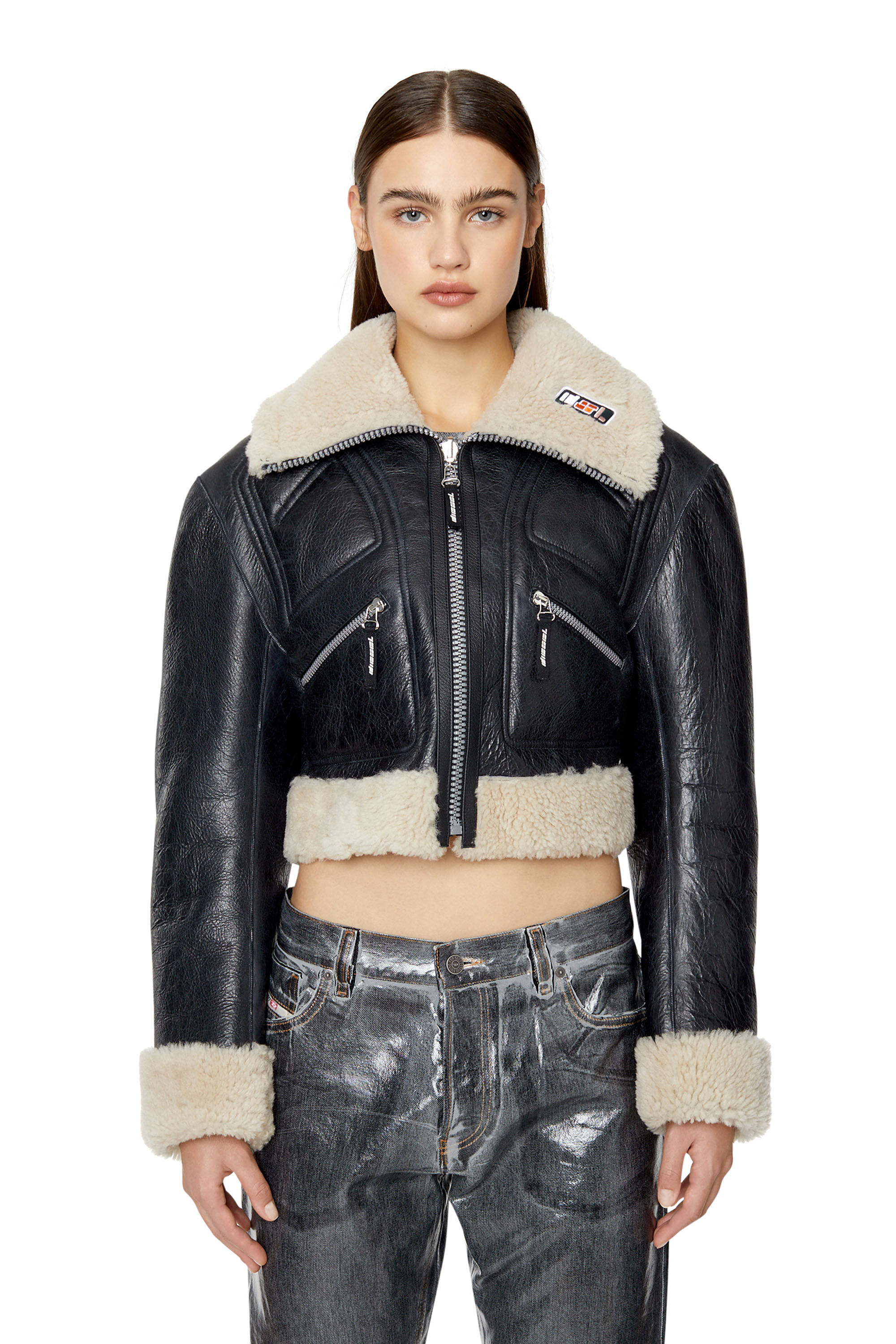 Diesel shearling 2025 leather jacket