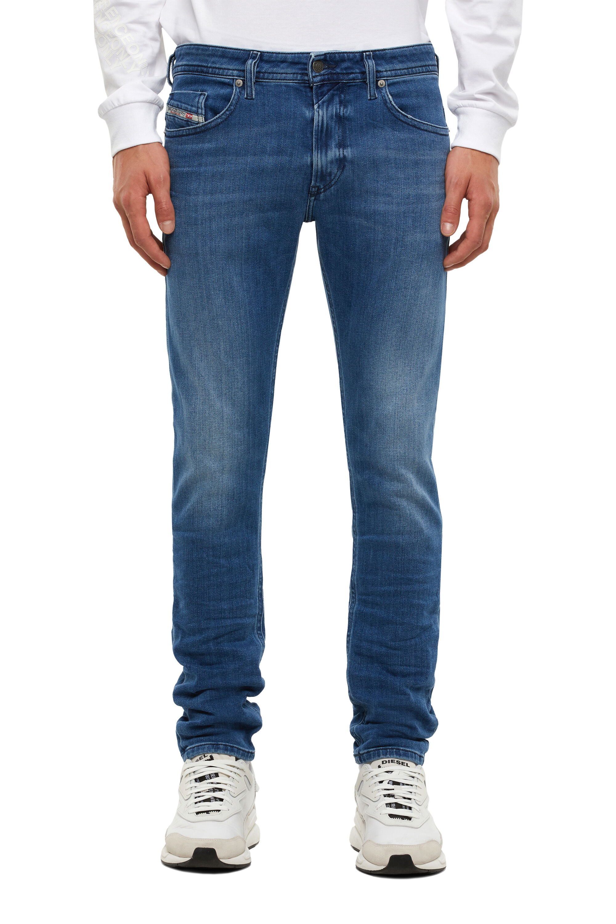 Thommer Slim Jeans 009MB: Medium Blue Wash, Treated, Stretch Fabric