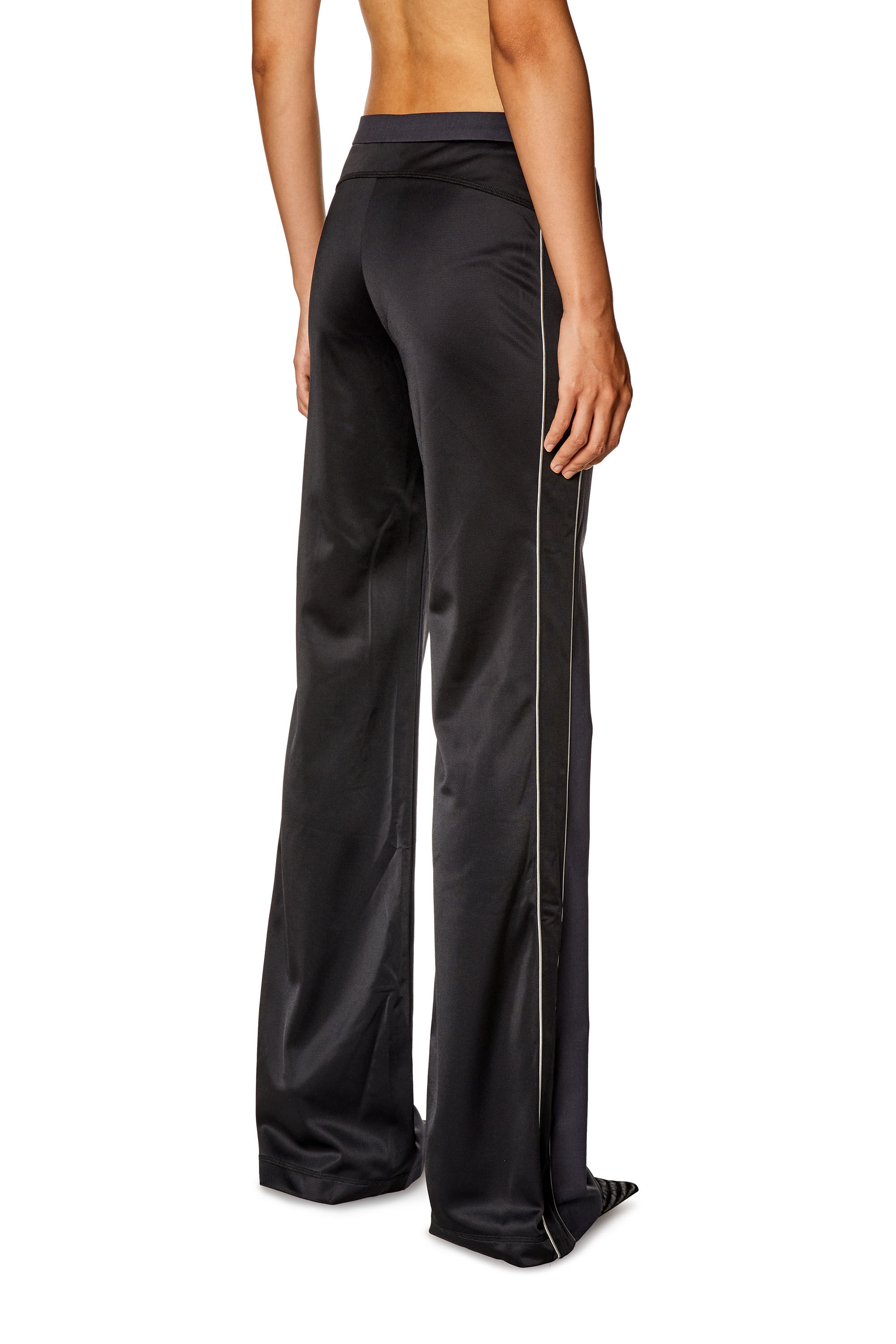 High-Waisted Flare Trouser in Viscose Wool Twill | Black