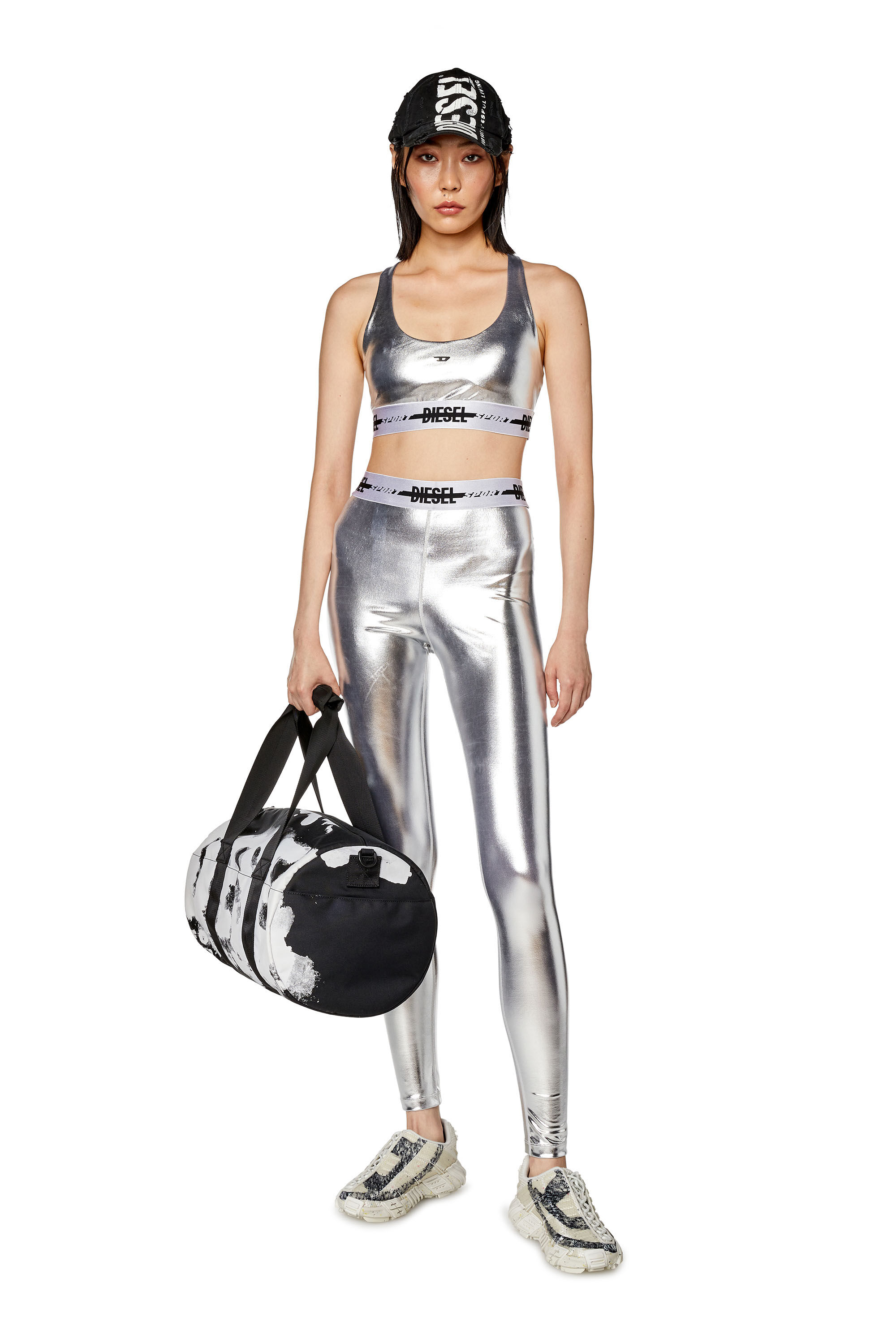 Women s Metallic sports bra Silver Diesel