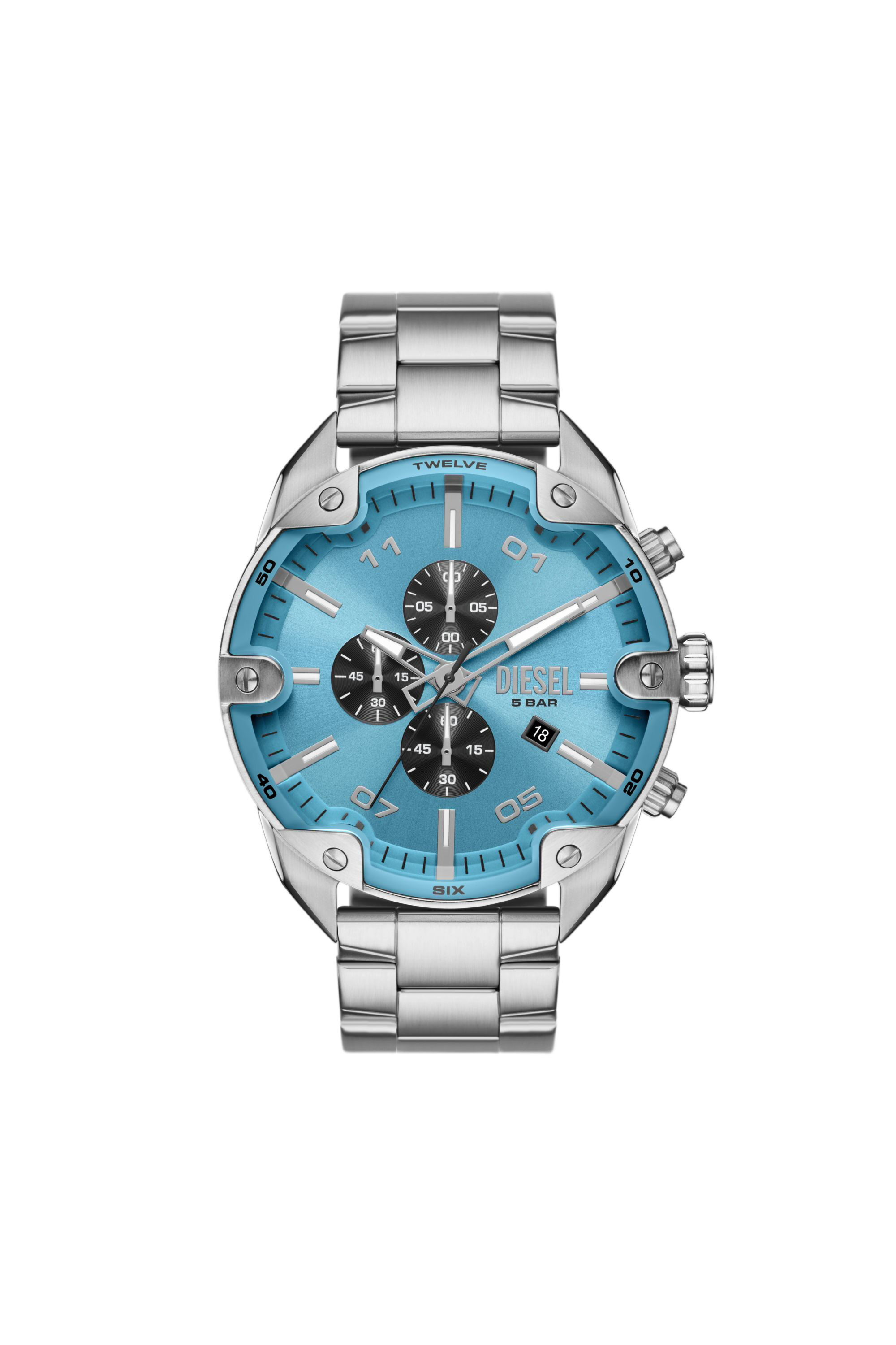Men's Spiked chronograph stainless steel watch | Silver | Diesel Men's Spiked chronograph stainless steel watch | Silver | Diesel