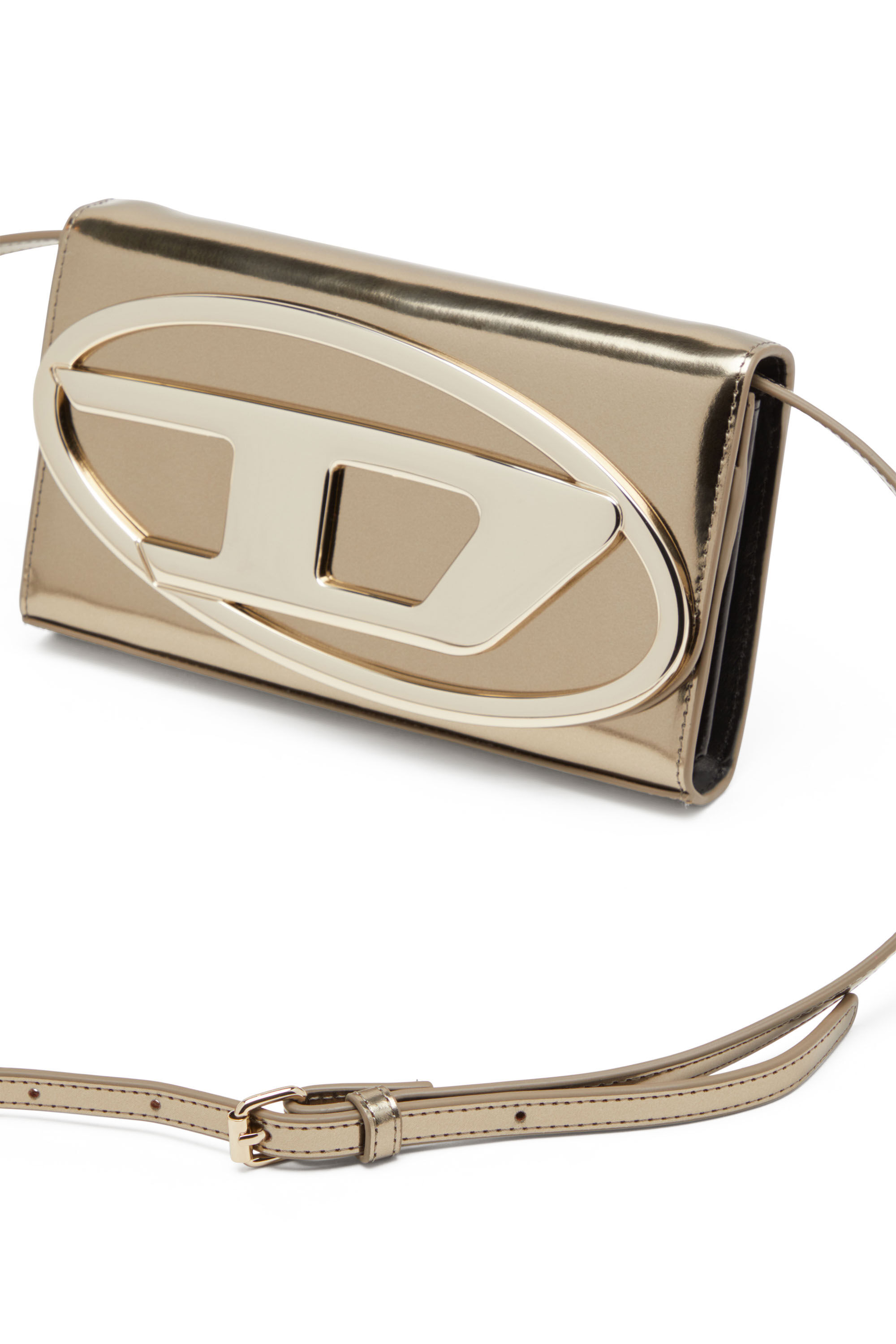 Diesel - 1DR WALLET STRAP, Woman Wallet bag in mirrored leather in Brown - Image 4