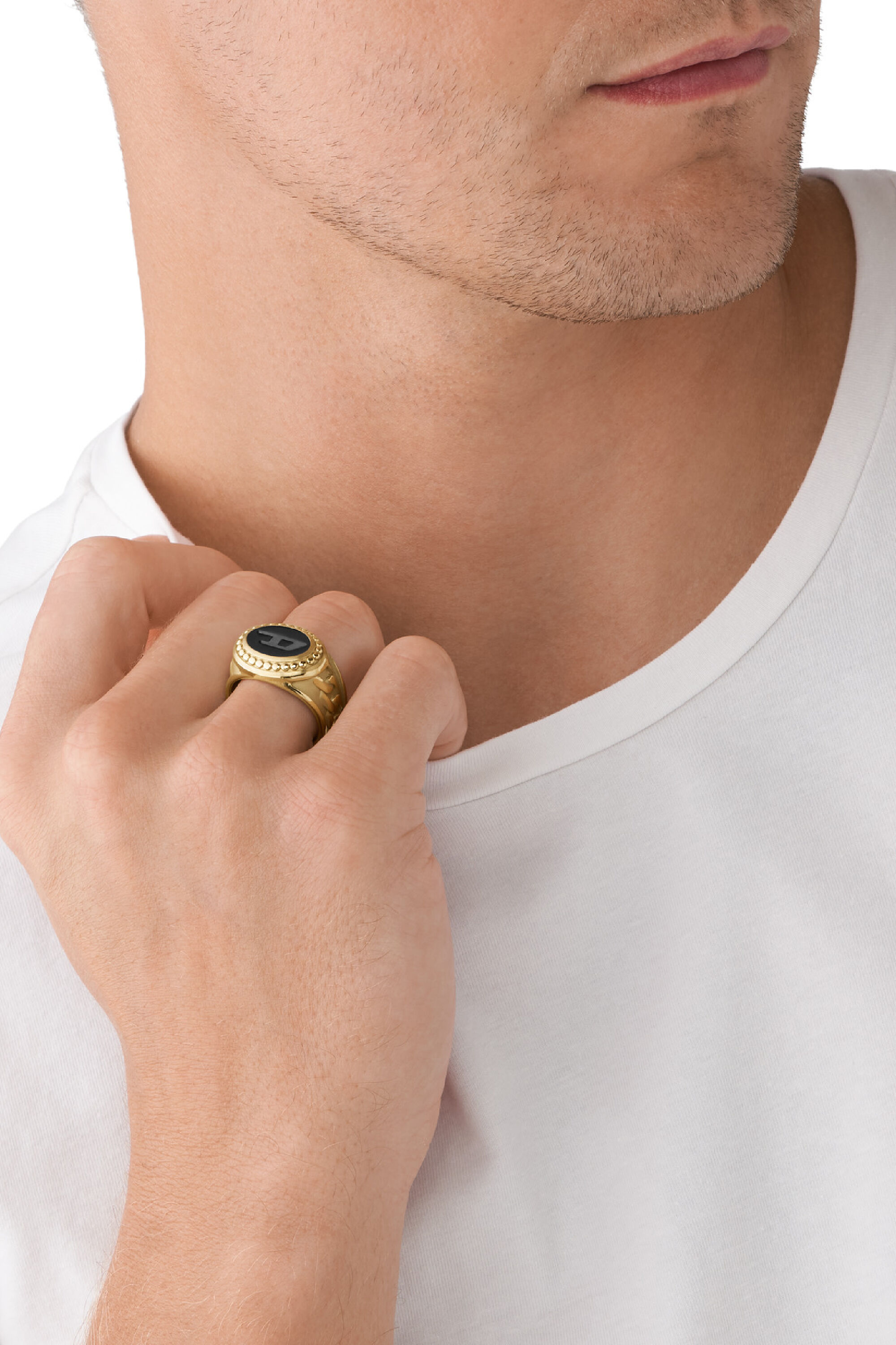 Men's Gold stainless steel signet ring | Oro | Diesel