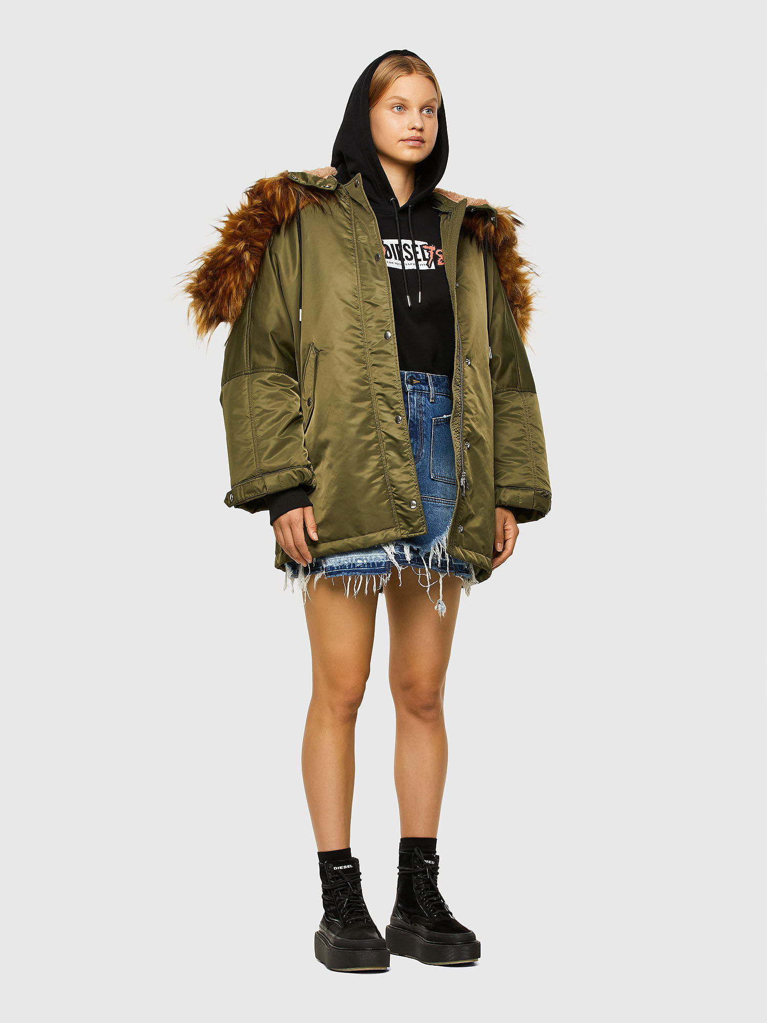 W-FLORES Woman: Hooded jacket with detachable padding | Diesel