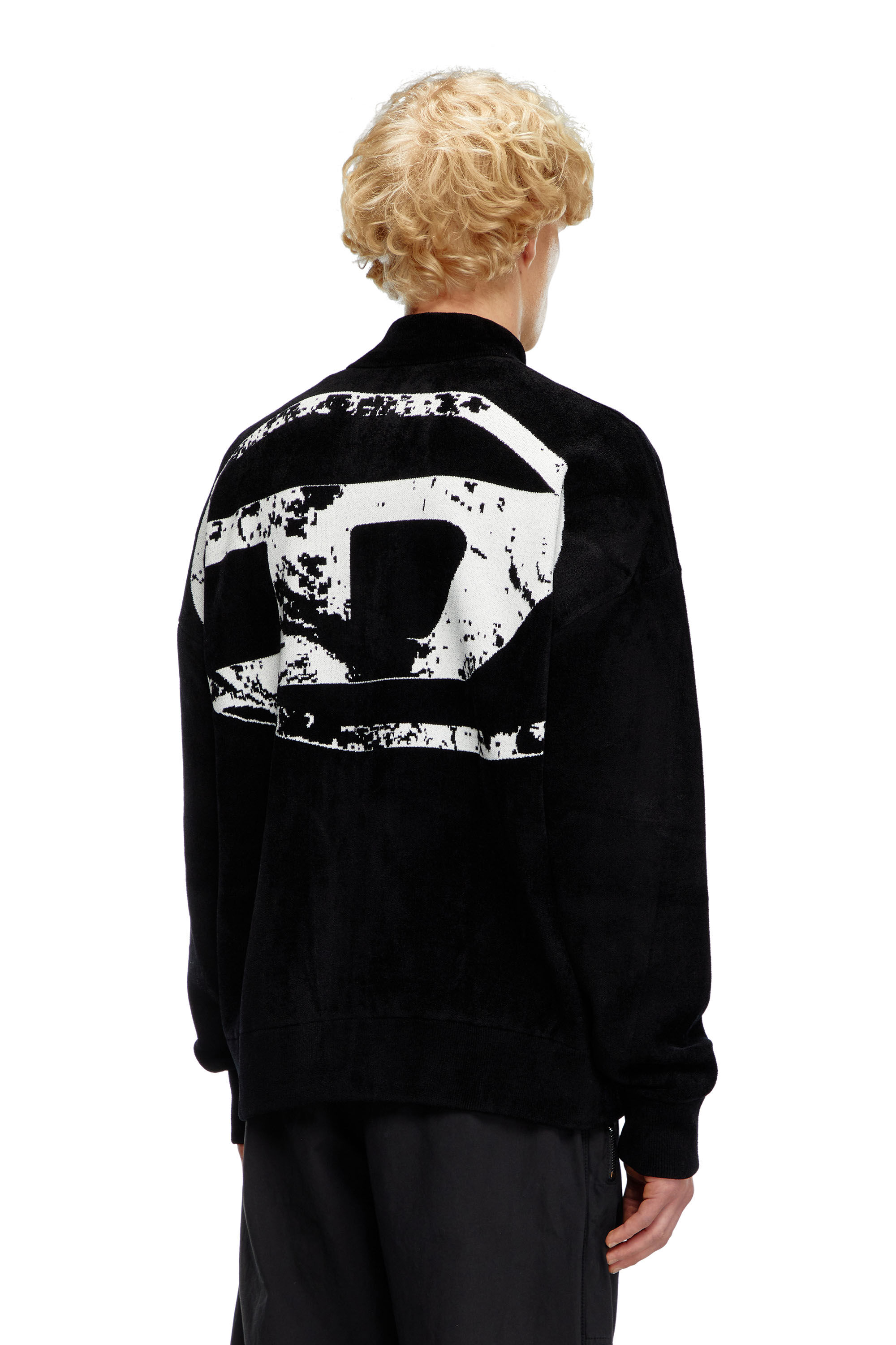 Men's Track jacket with distressed oval D | Black | Diesel