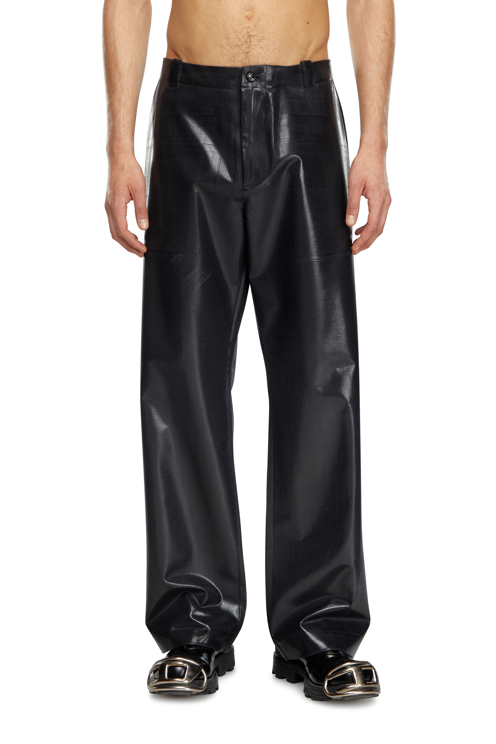 Diesel - P-STANLEY, Man's Pinstripe pants with coated front in Black - 3
