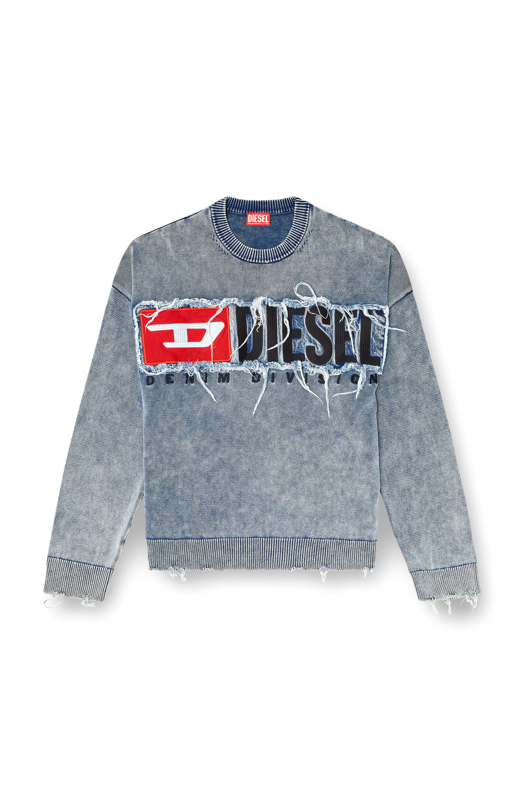Diesel - K-FRONZI, Jersey de algodón con parche de logotipo de denim Hombre in Azul marino - 2