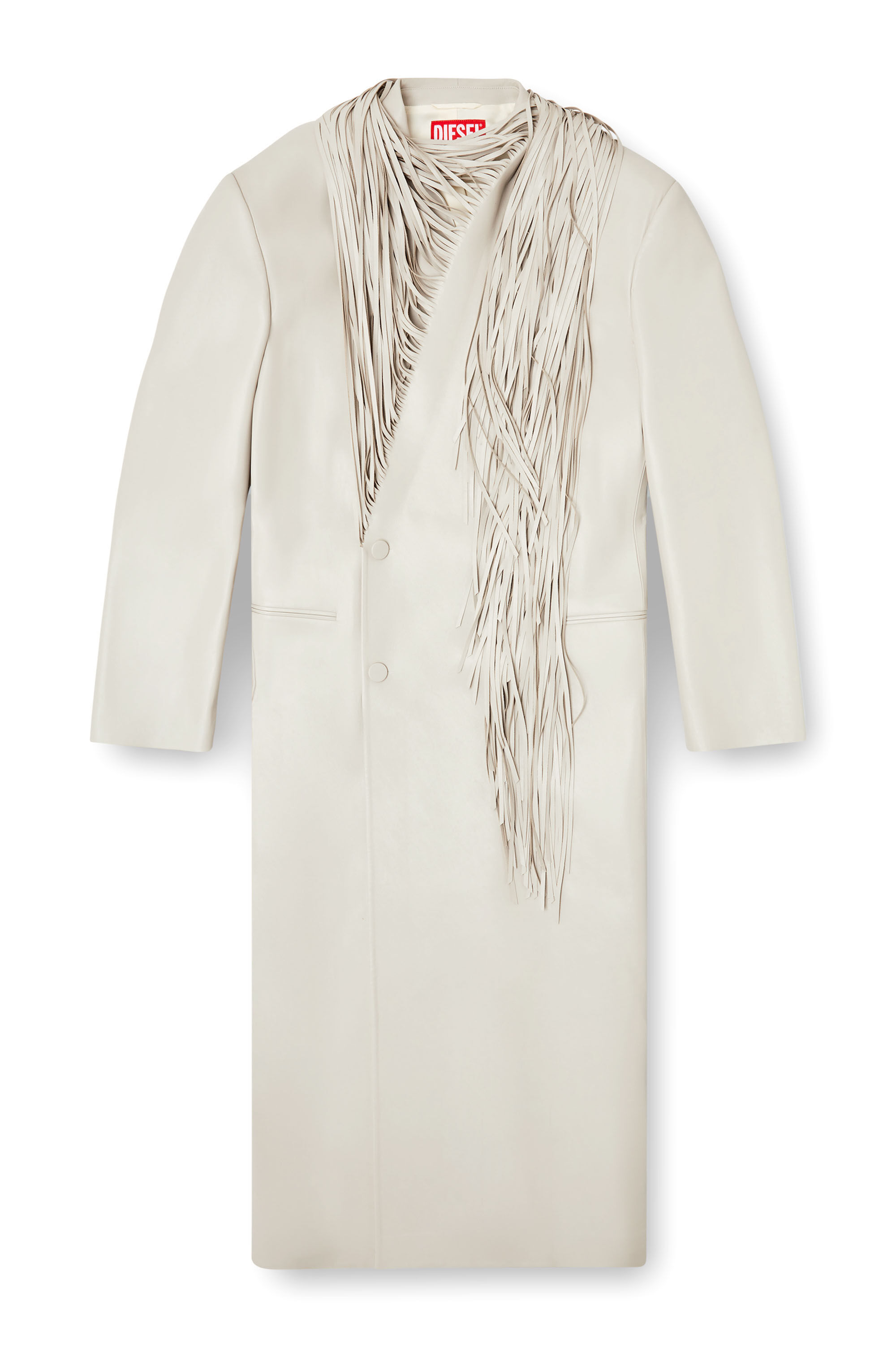 Men's Long coat with shredded scarf fringing | Grey | Diesel