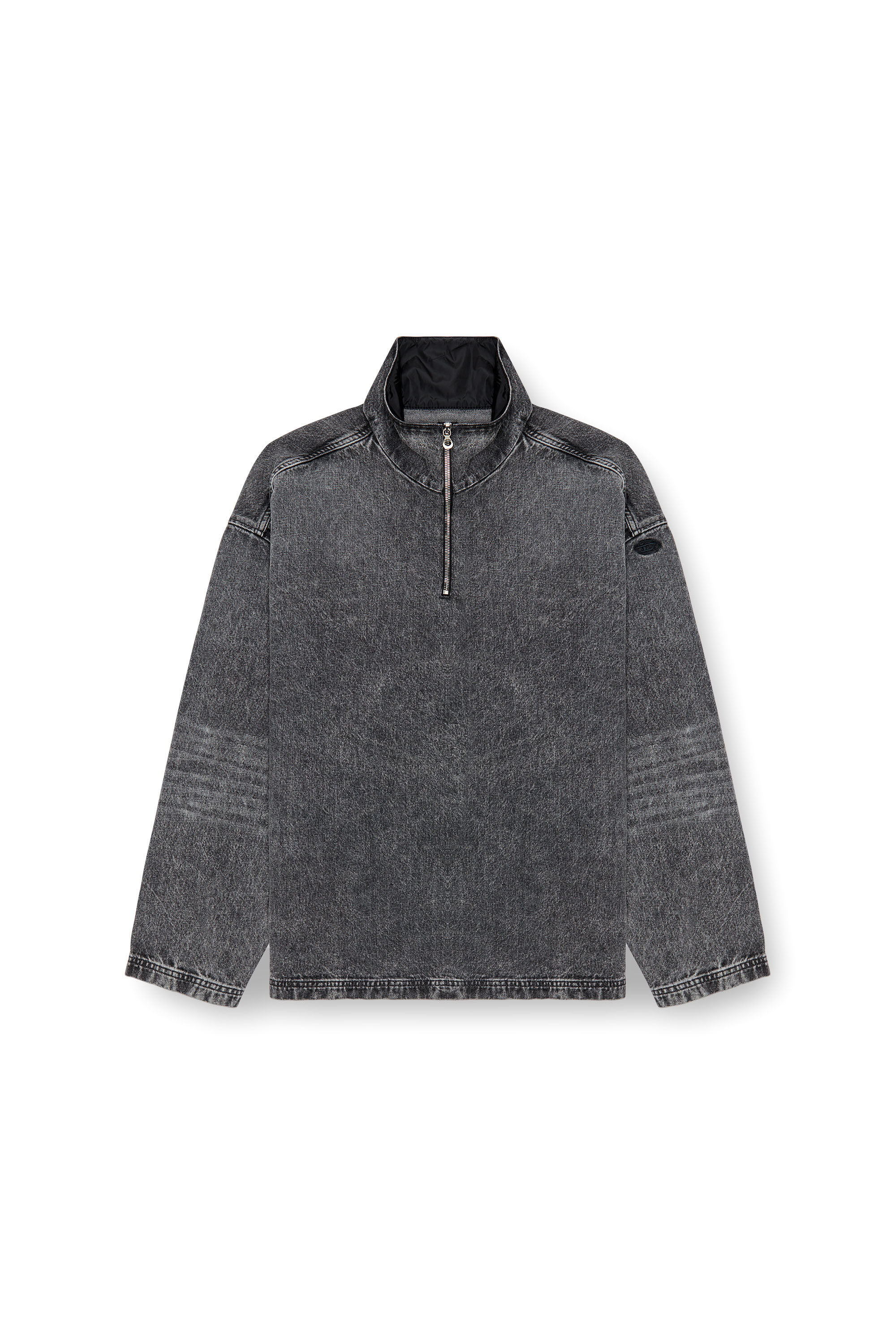 Men's Denim pullover with nylon inserts | Black | Diesel