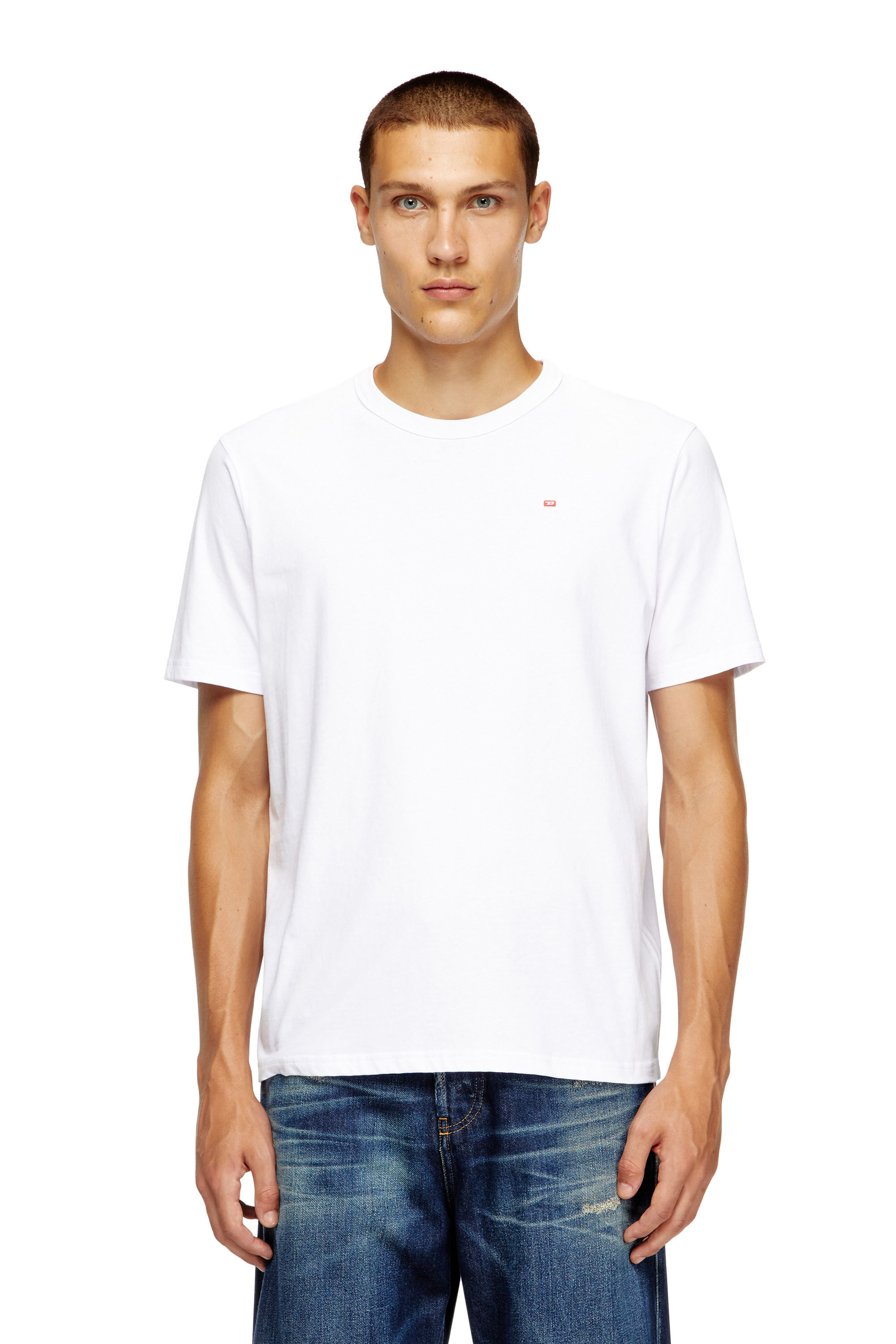 Diesel - T-ADJUST-MICRODIV, Camiseta con logotipo pequeño bordado Unisex in Blanco - 3