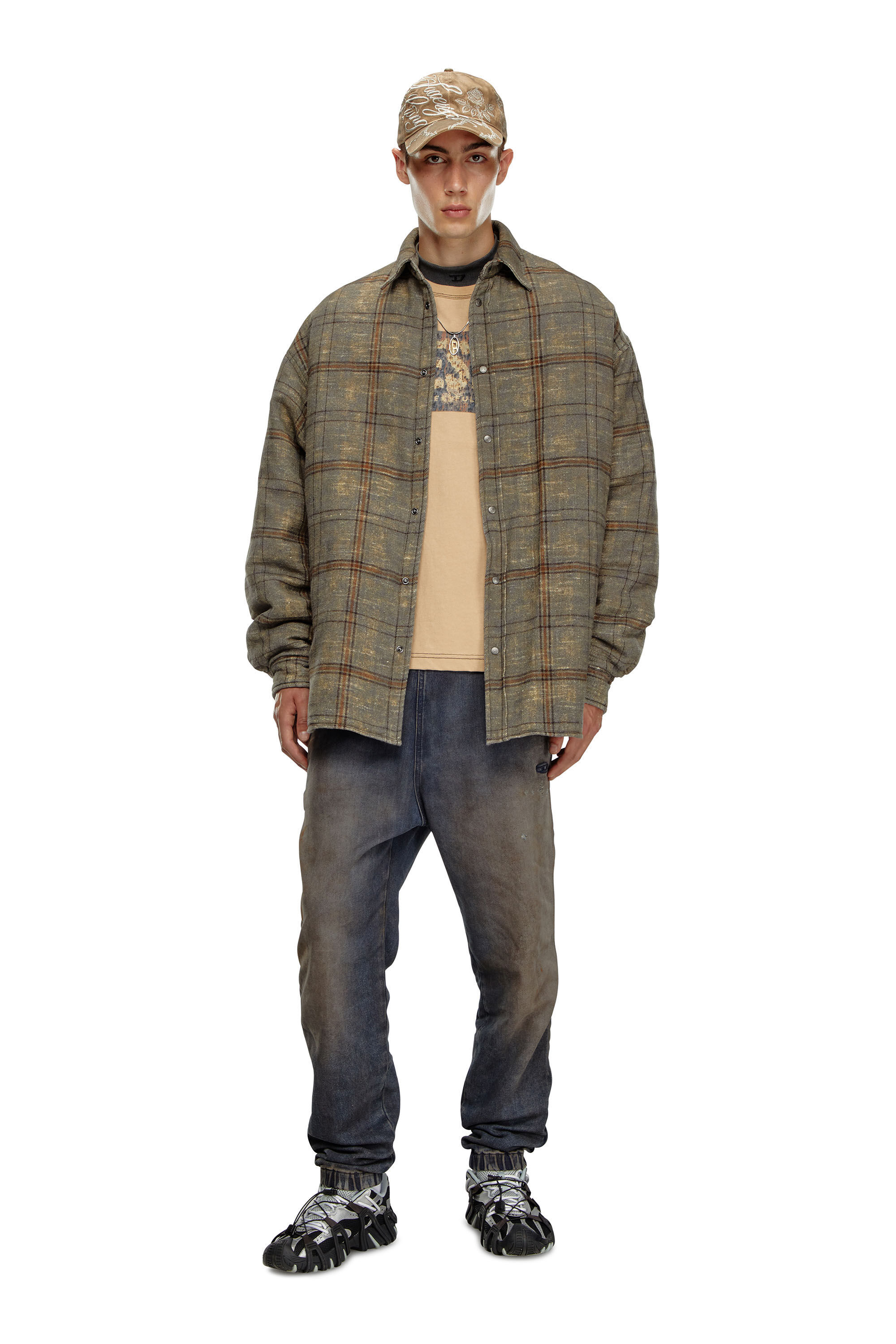 Men's T-shirt with graphic patches | Brown | Diesel