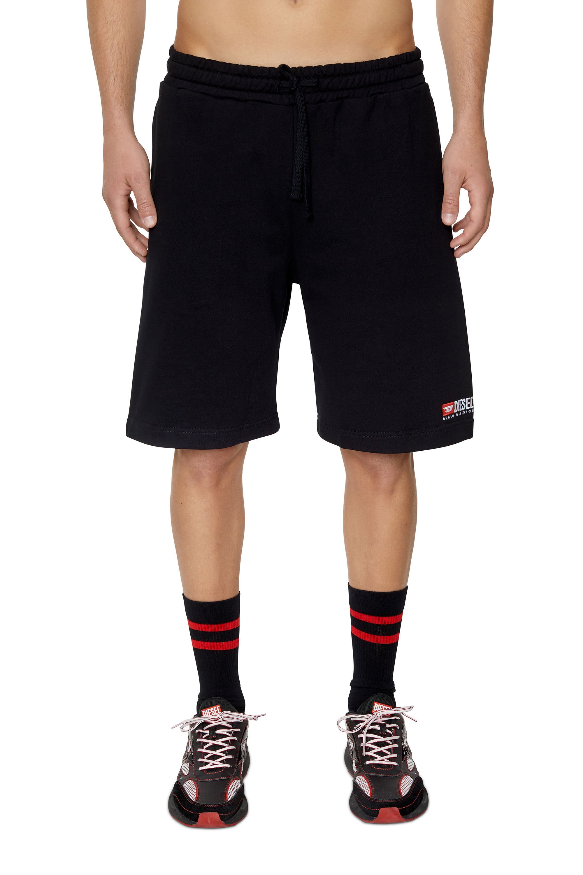 Diesel - P-CROWN-DIV, Man Sweat shorts with logo embroidery in Black - Image 3