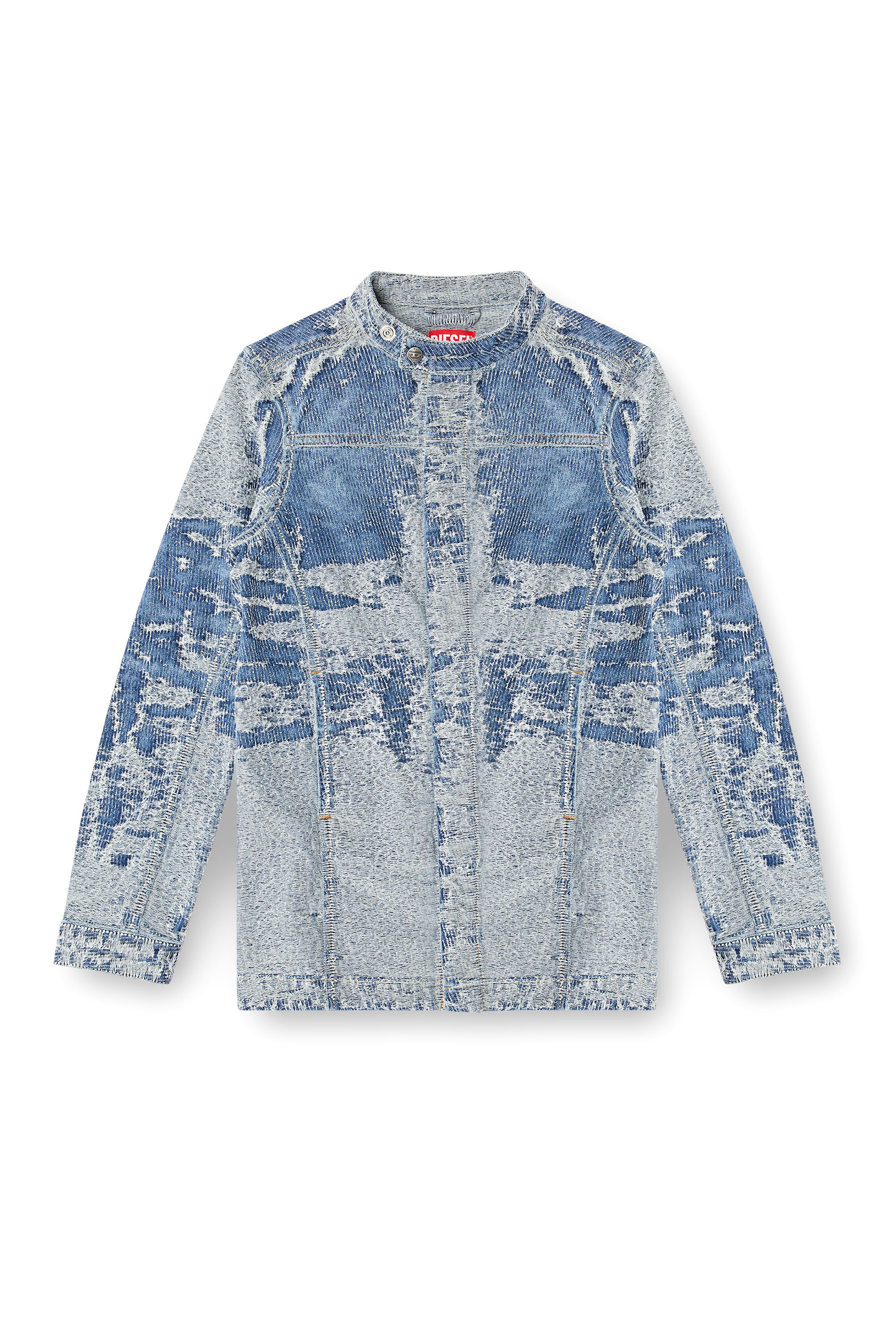 Diesel - DE-MOR-S1, Chaqueta de denim en jacquard desgastado Mujer in Azul marino - 2