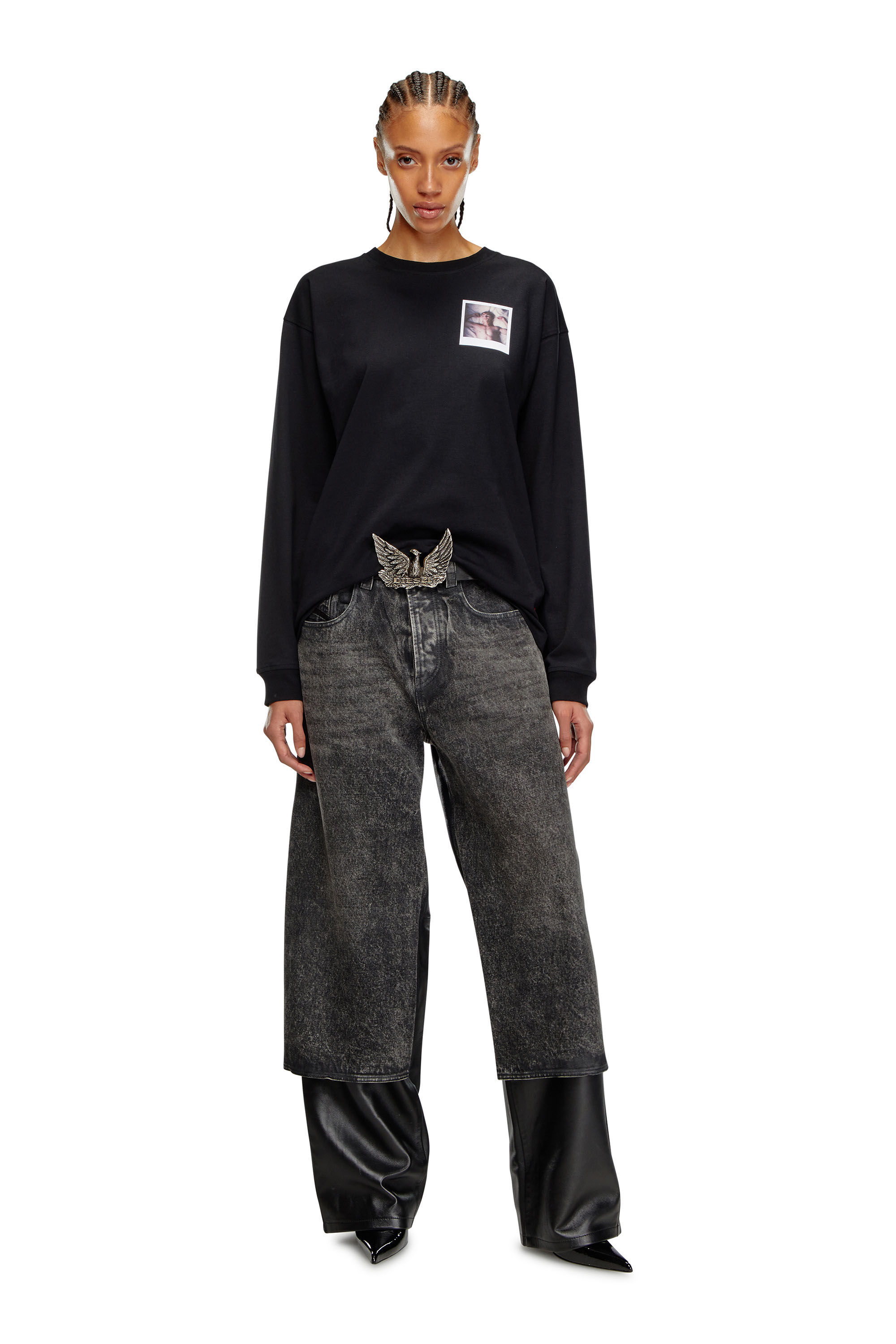 Diesel - PR-T-BOXT-LS-SS, Unisex's Long-sleeve T-shirt with polaroid patches in Black - 6