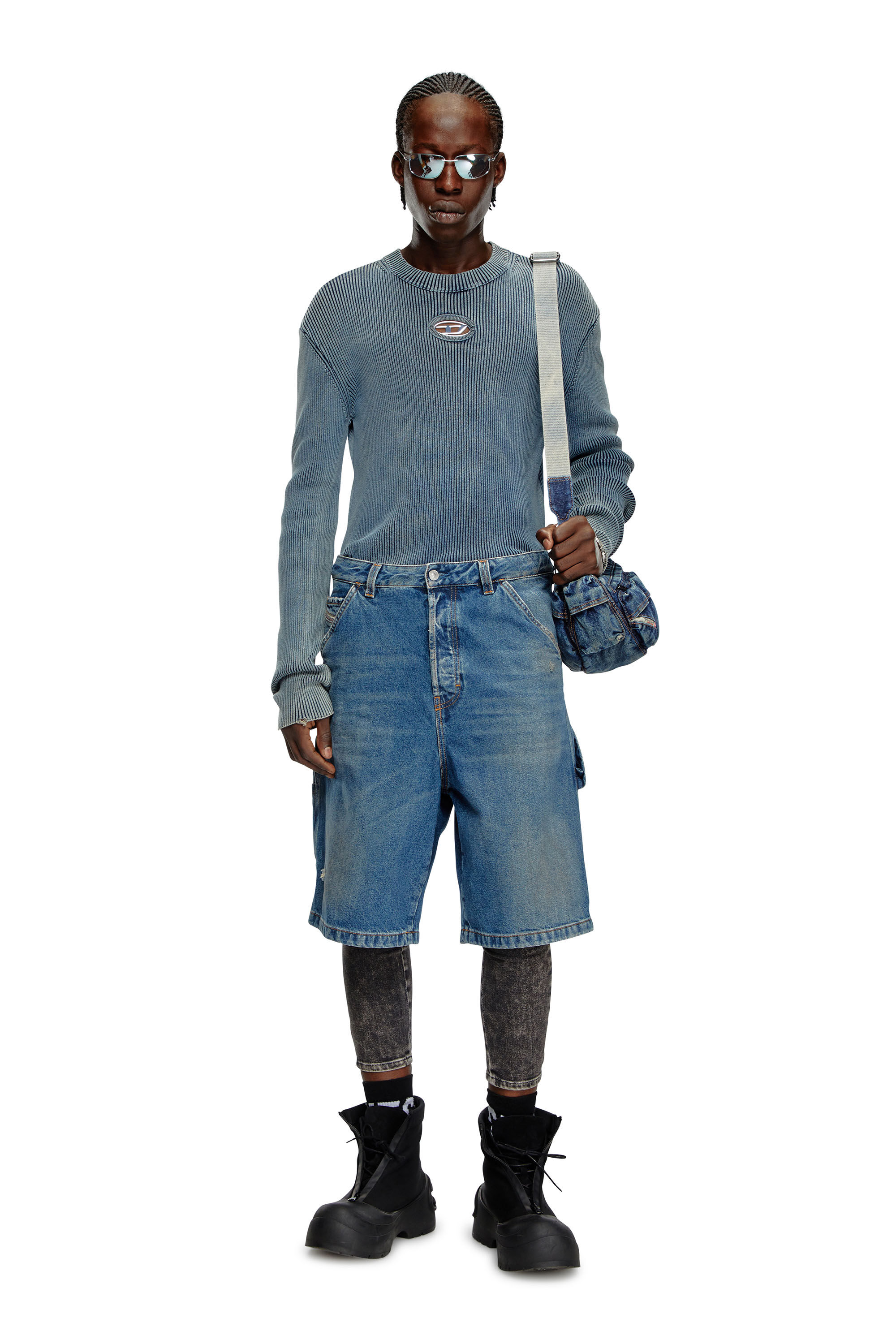 Men's Cut-out jumper with Oval D | Blue | Diesel