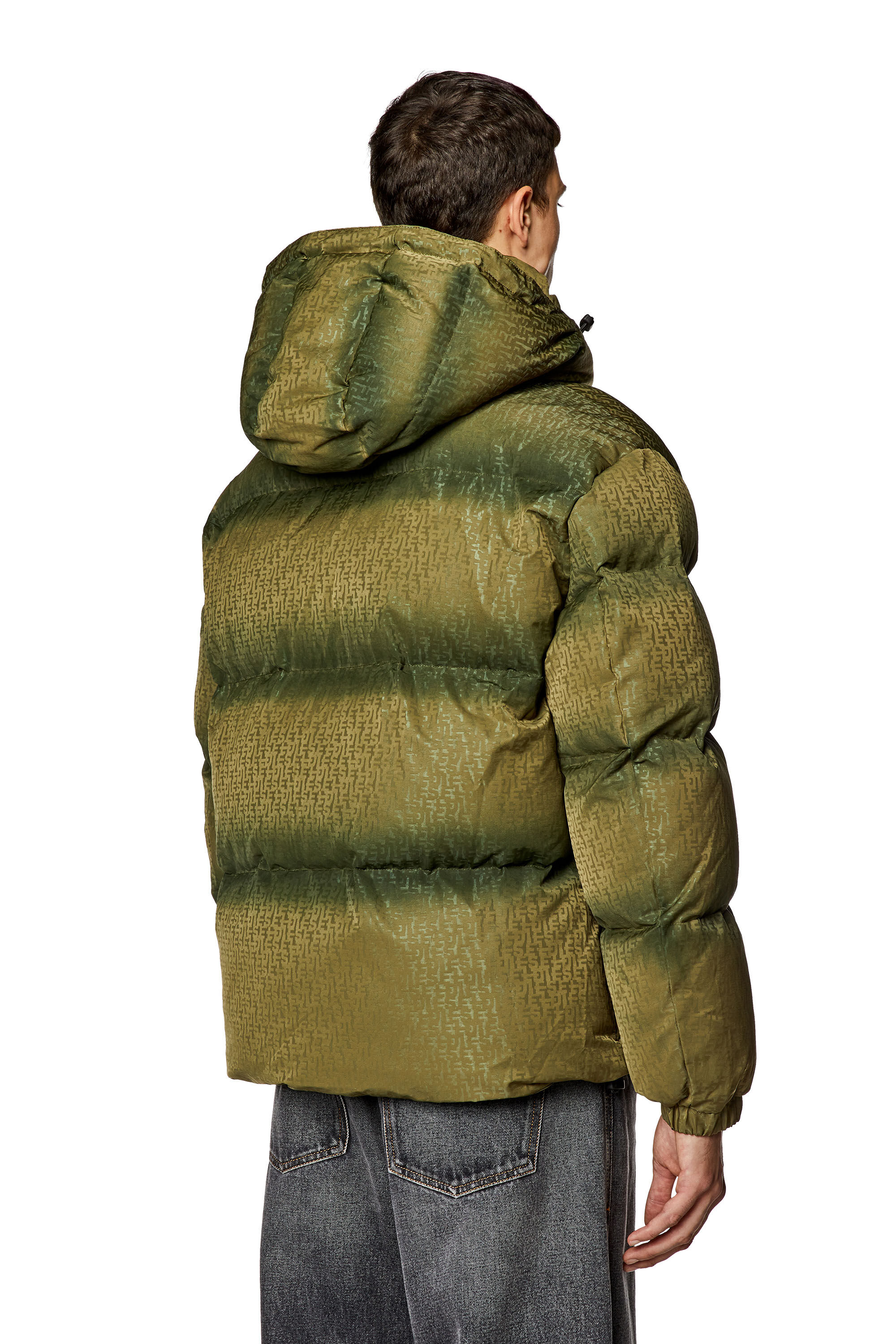 Diesel - W-ROLFYS-MON, Man's Puffer jacket with monogram motif in Military Green - 5