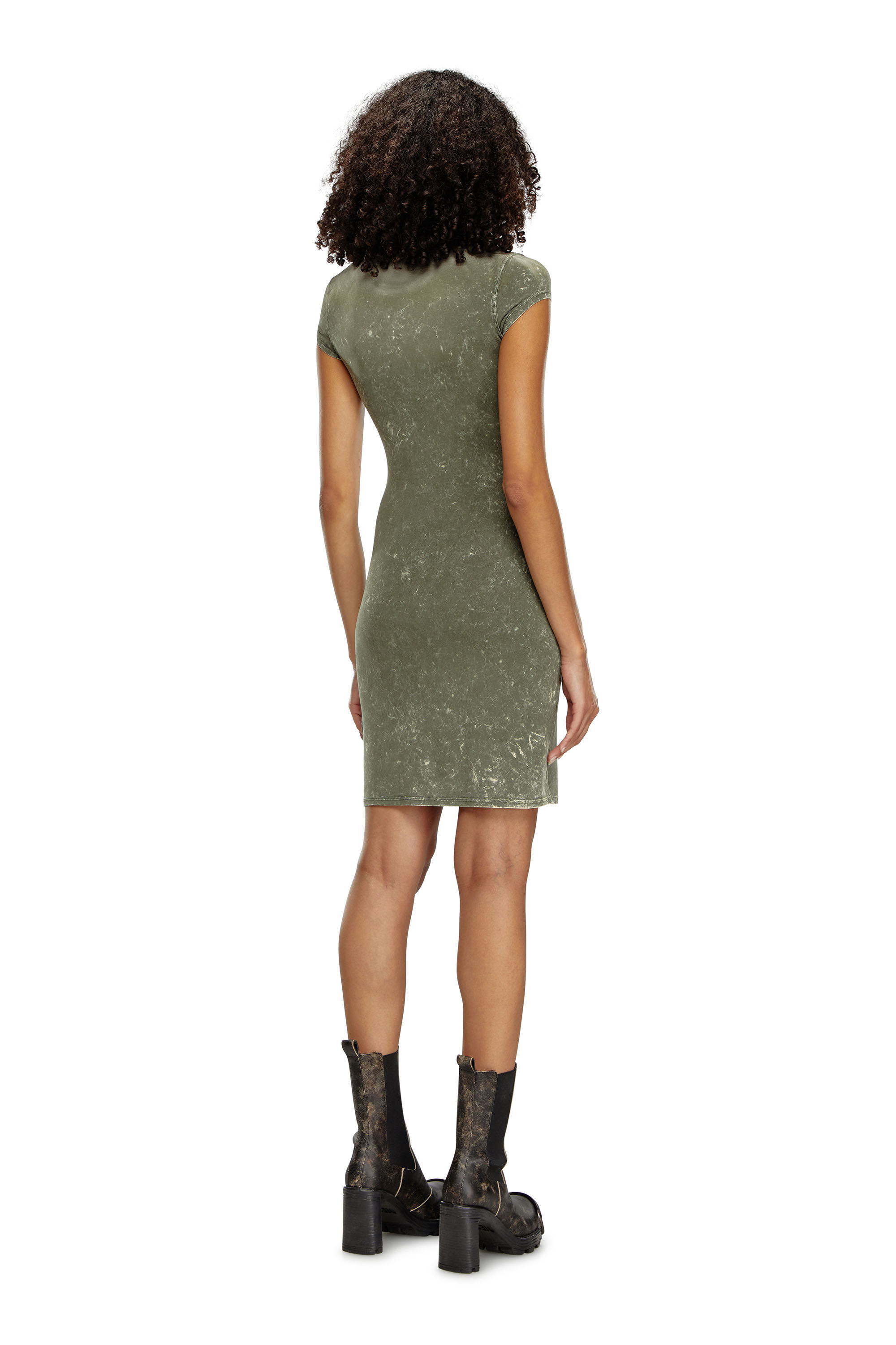 Women's Short dress in marbled stretch jersey | Green | Diesel
