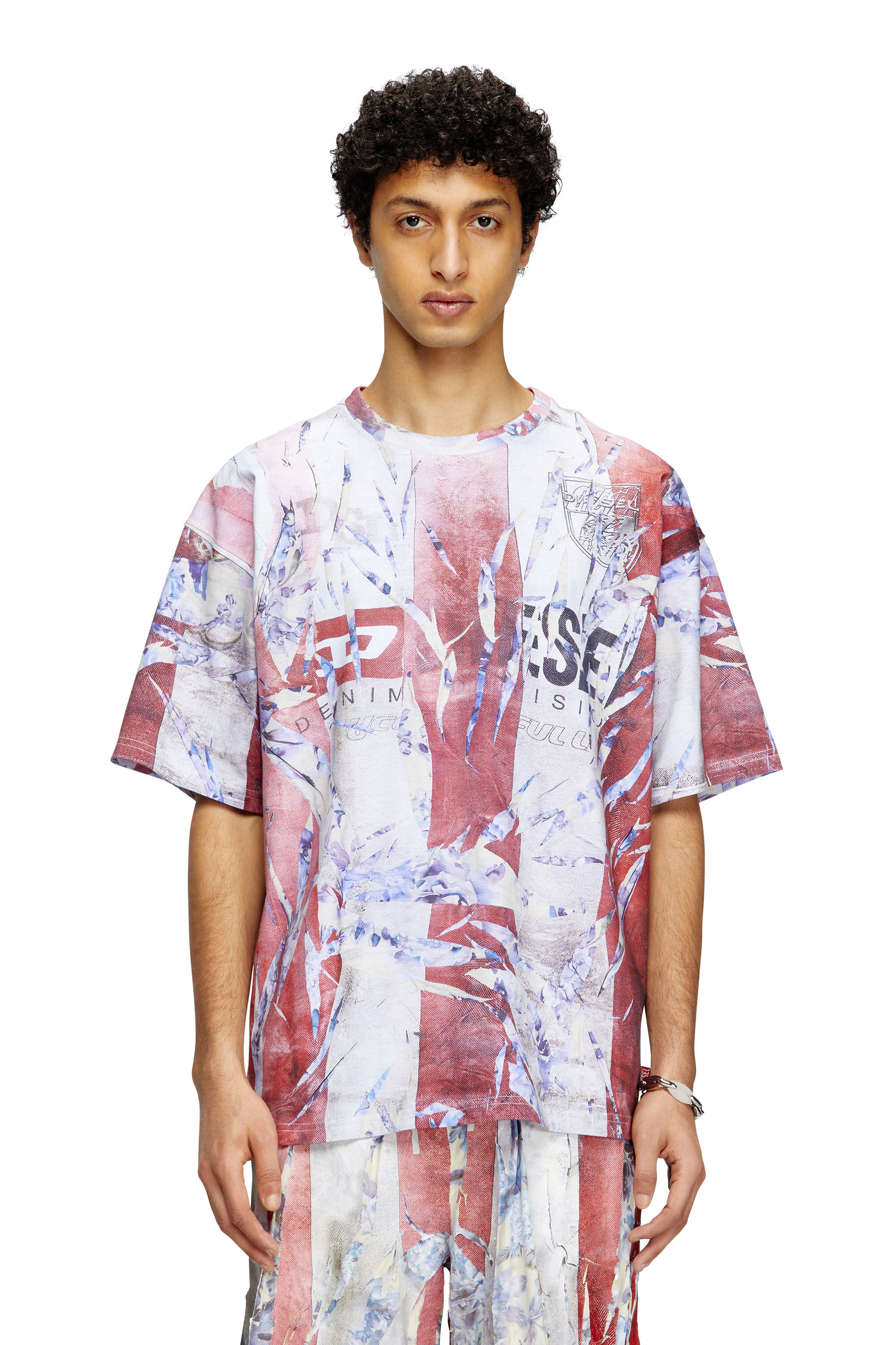 Diesel - T-BOXT-R13, Camiseta con estampado de trampantojo agrietado Hombre in Multicolor - 3