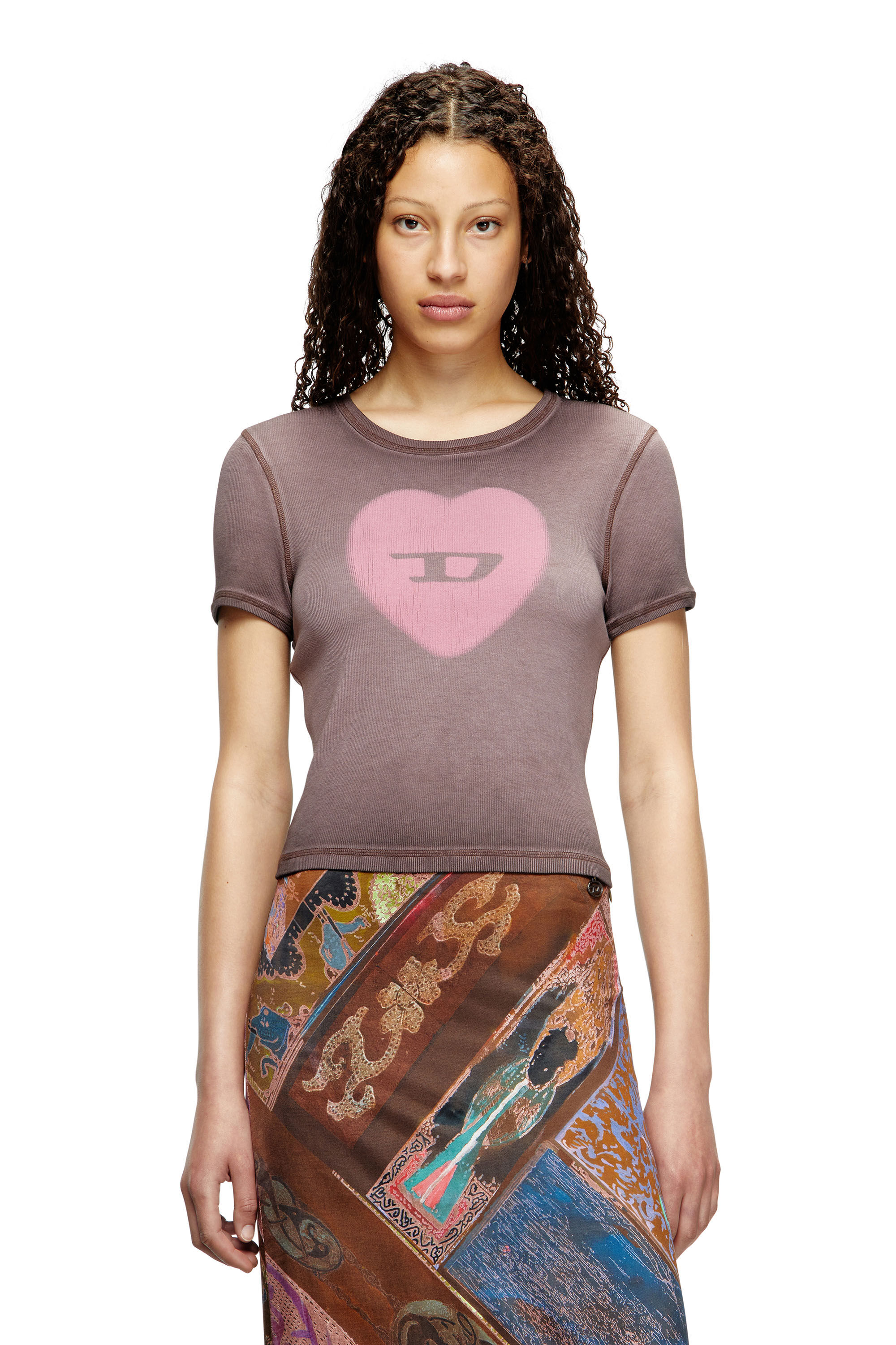 Tシャツ・カットソー DIESEL F MATE HOOD LIGHT PINK A129790KLAH3CI A129790KLAH3CIS Men's T-shirt in waxed jersey | Pink | Diesel