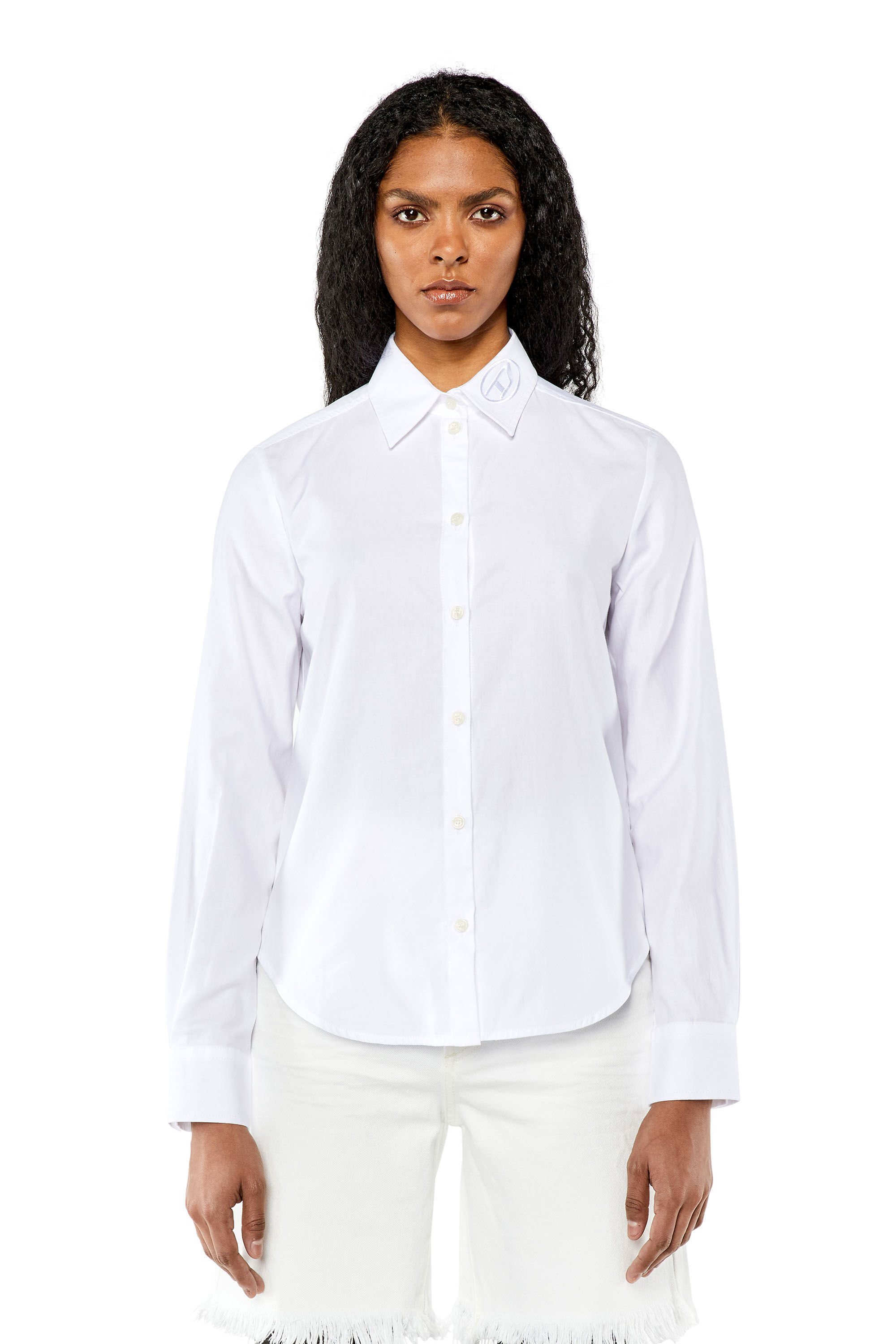 Diesel - C-GIS, Woman's Poplin shirt with tonal D embroidery in White - 6