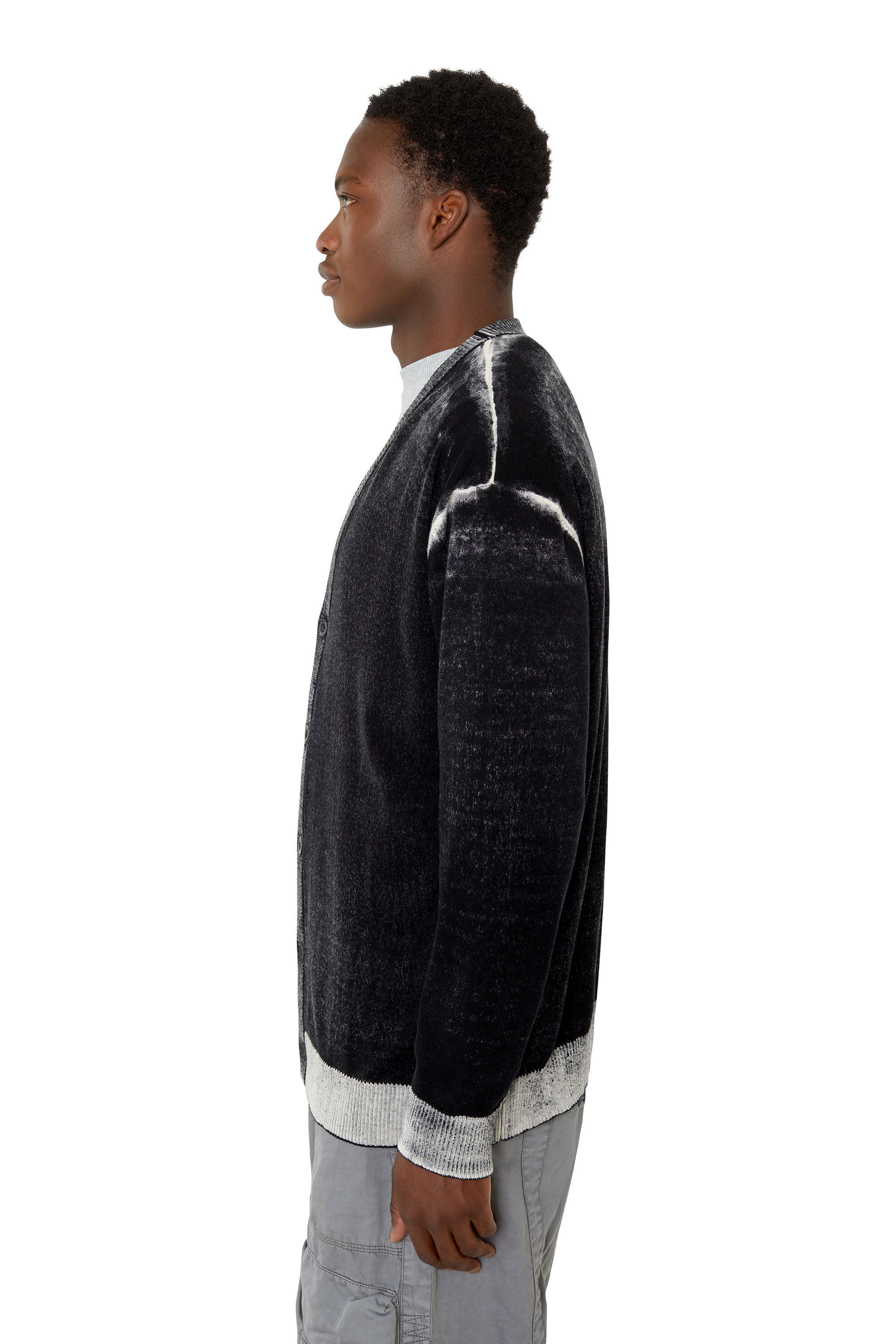 Diesel - K-LARENCE CARDIGAN, Man's Treated cardigan with DSL logo in Black - 6