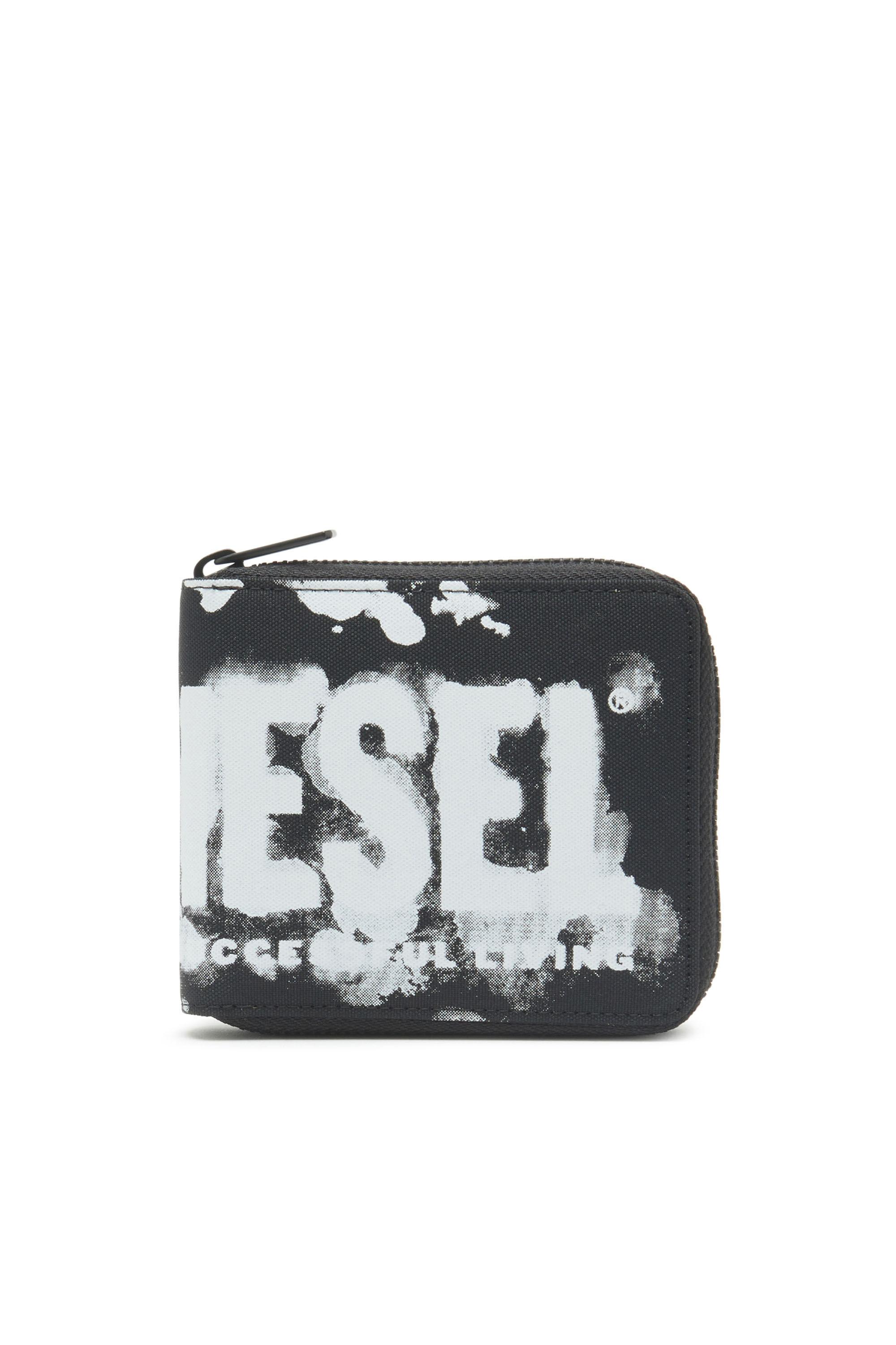 Women's Zip wallet in logo-print fabric | Black | Diesel