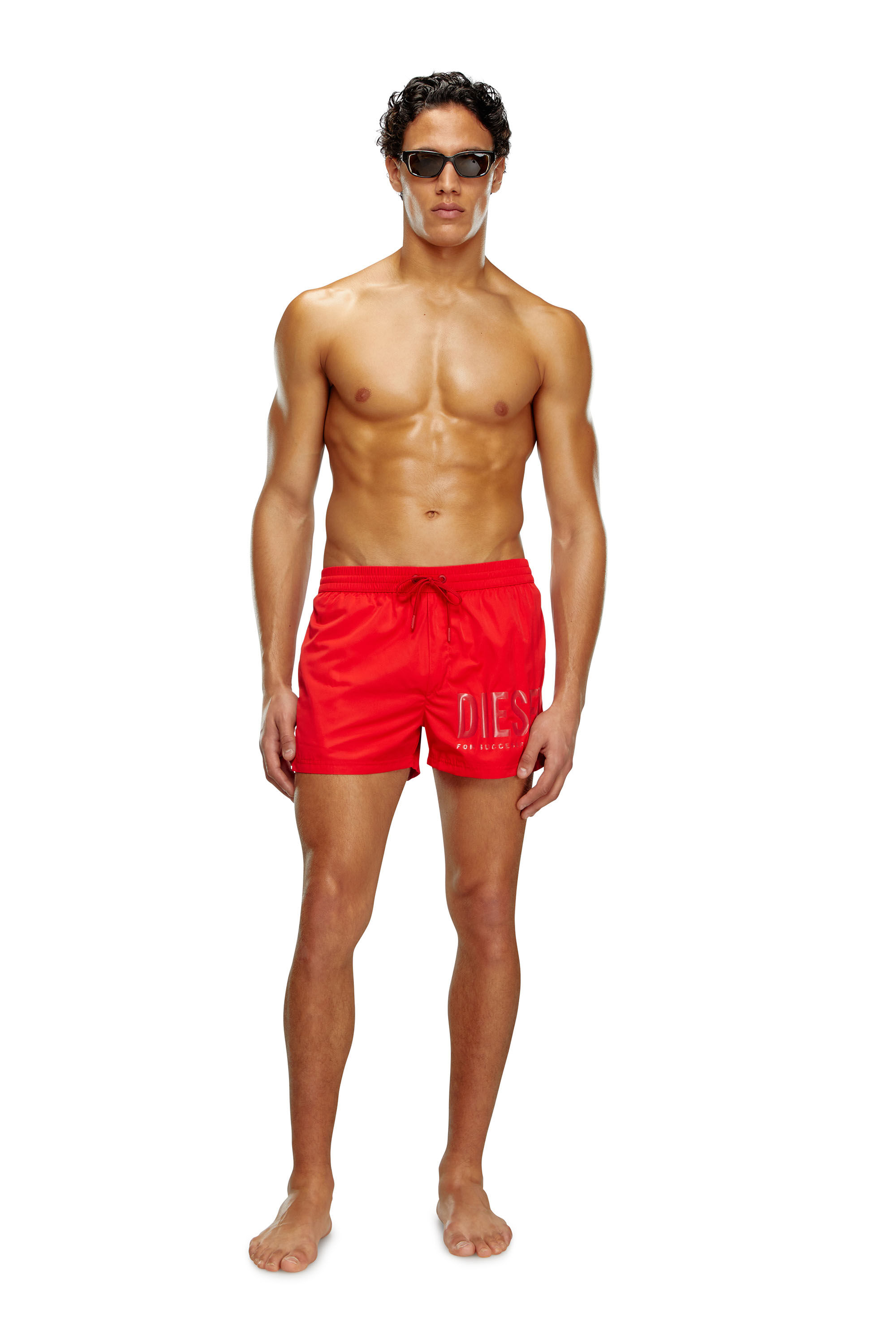 Diesel - BMBX-MARIO-34, Man's Swim shorts with tonal logo in Red - 2