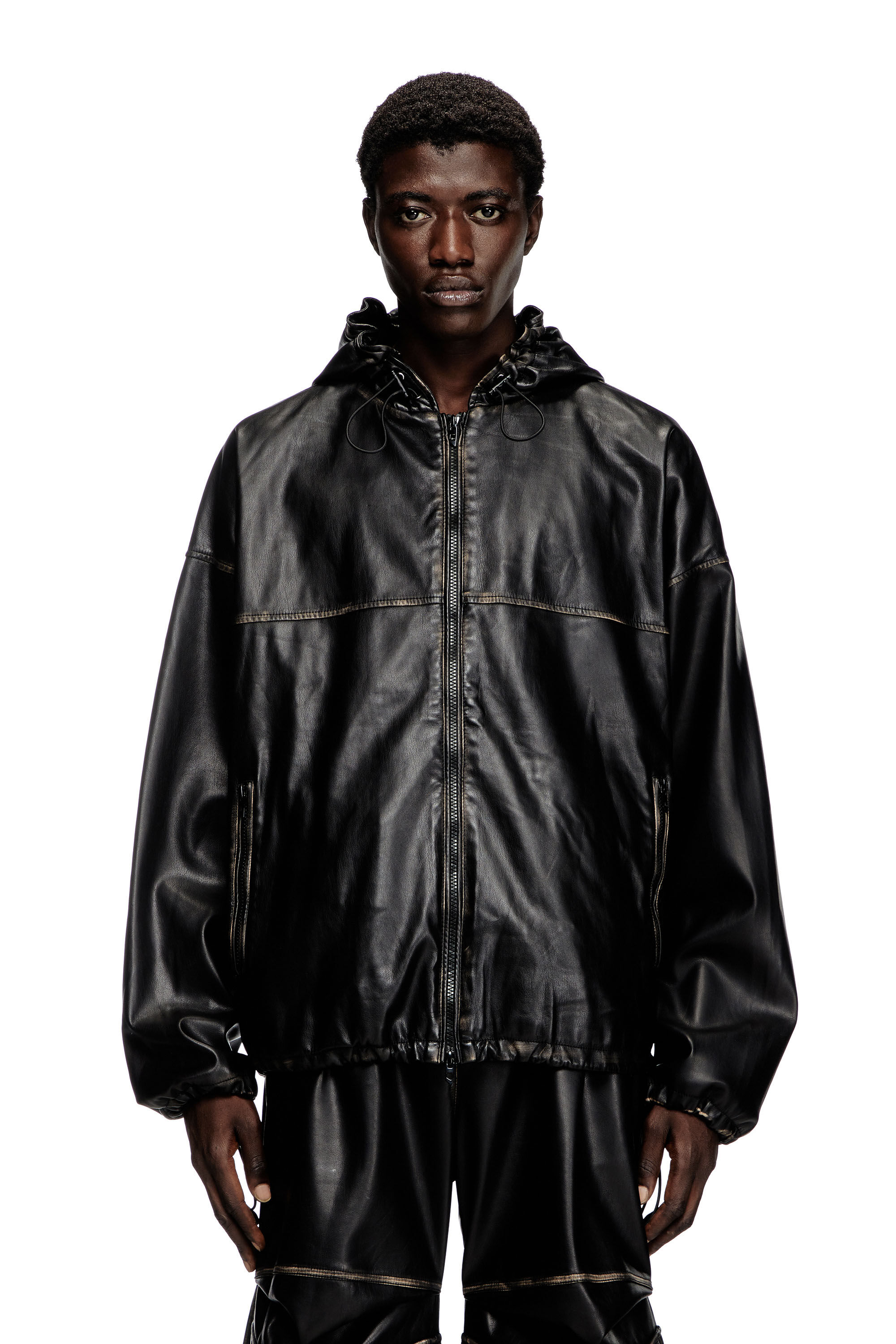 Diesel - J-ANTIL, Chaqueta con capucha desgastada Unisex in Negro - 3