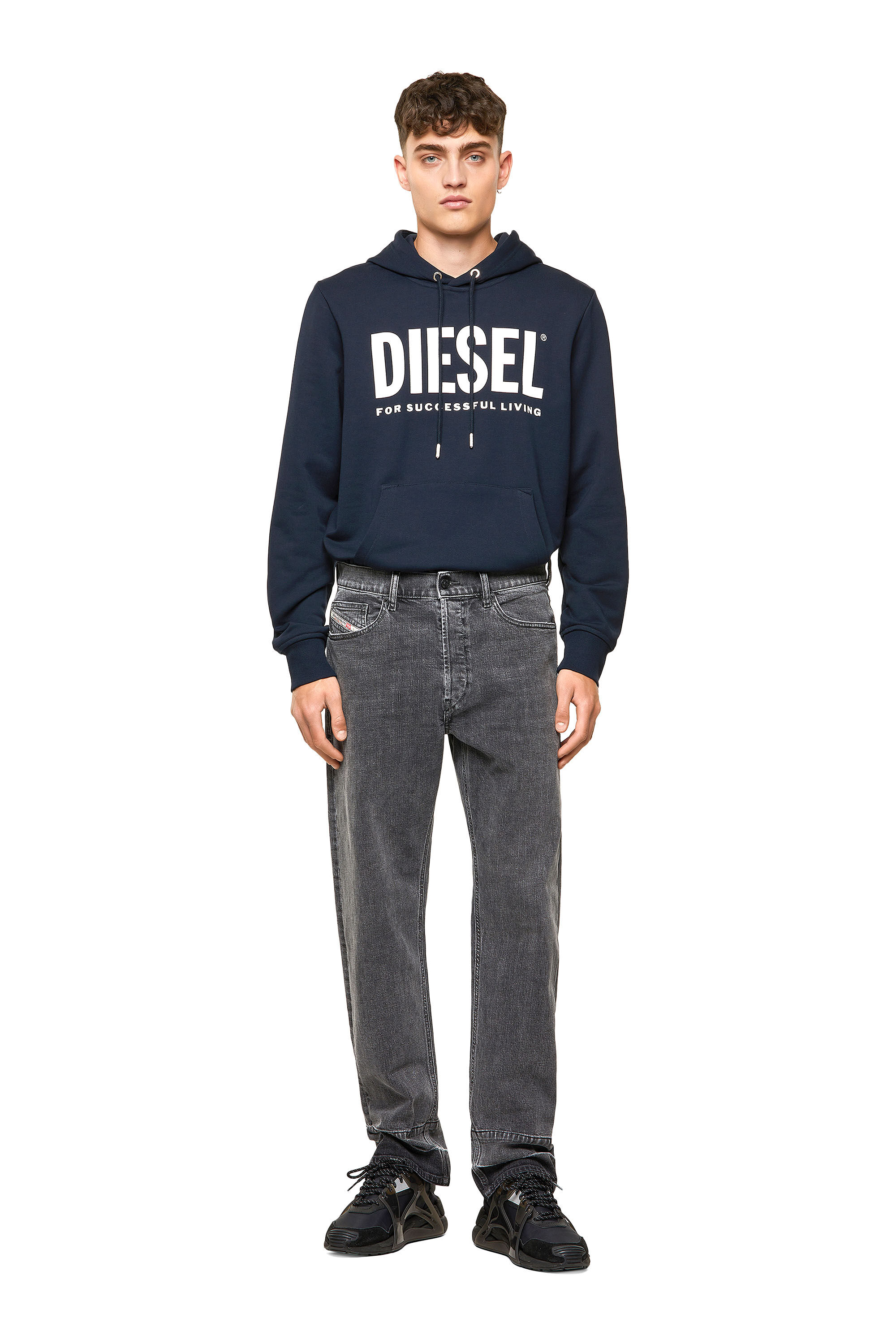 Diesel - D-Macs 09A23 Straight Jeans, Negro/Gris oscuro - Image 1