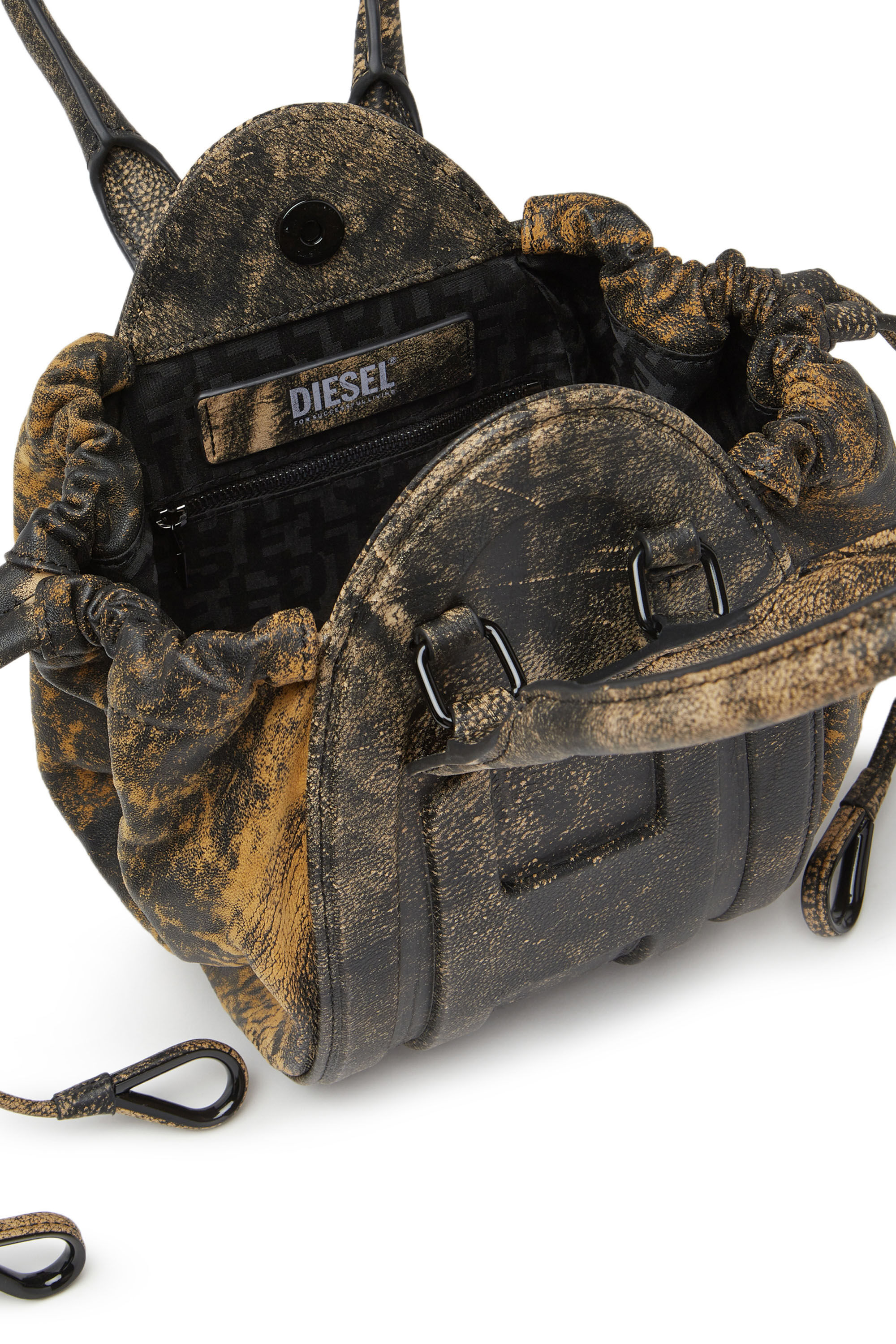 1DR-FOLD XS Woman: Oval logo handbag in marbled leather | Diesel
